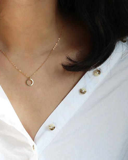 14k Thin Circle Necklace - Image 3