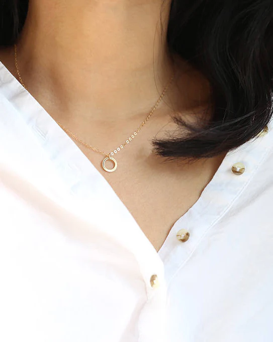 14k Thin Circle Necklace - Image 6