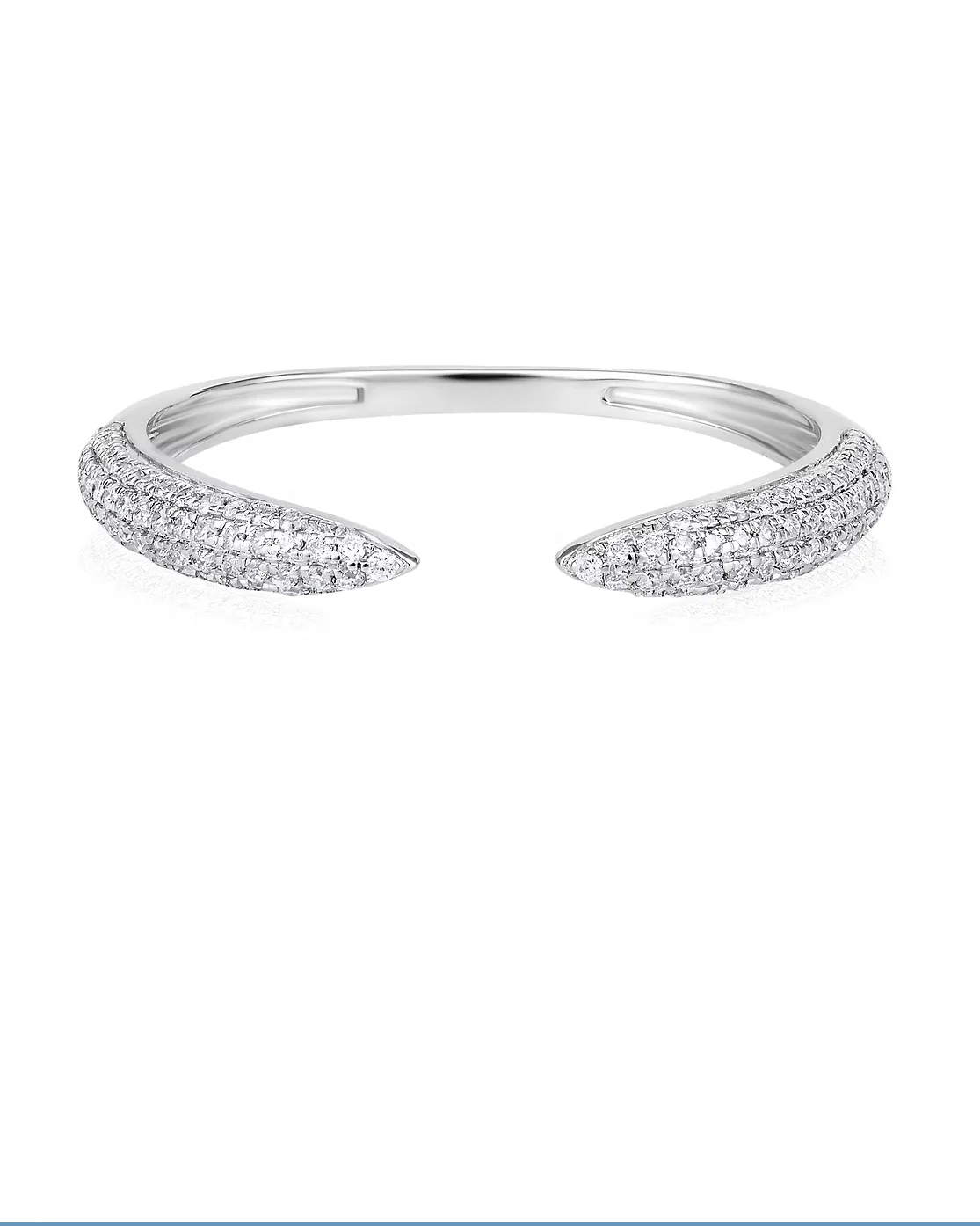 14k White Gold Pave Diamond Open Ring - Image 4