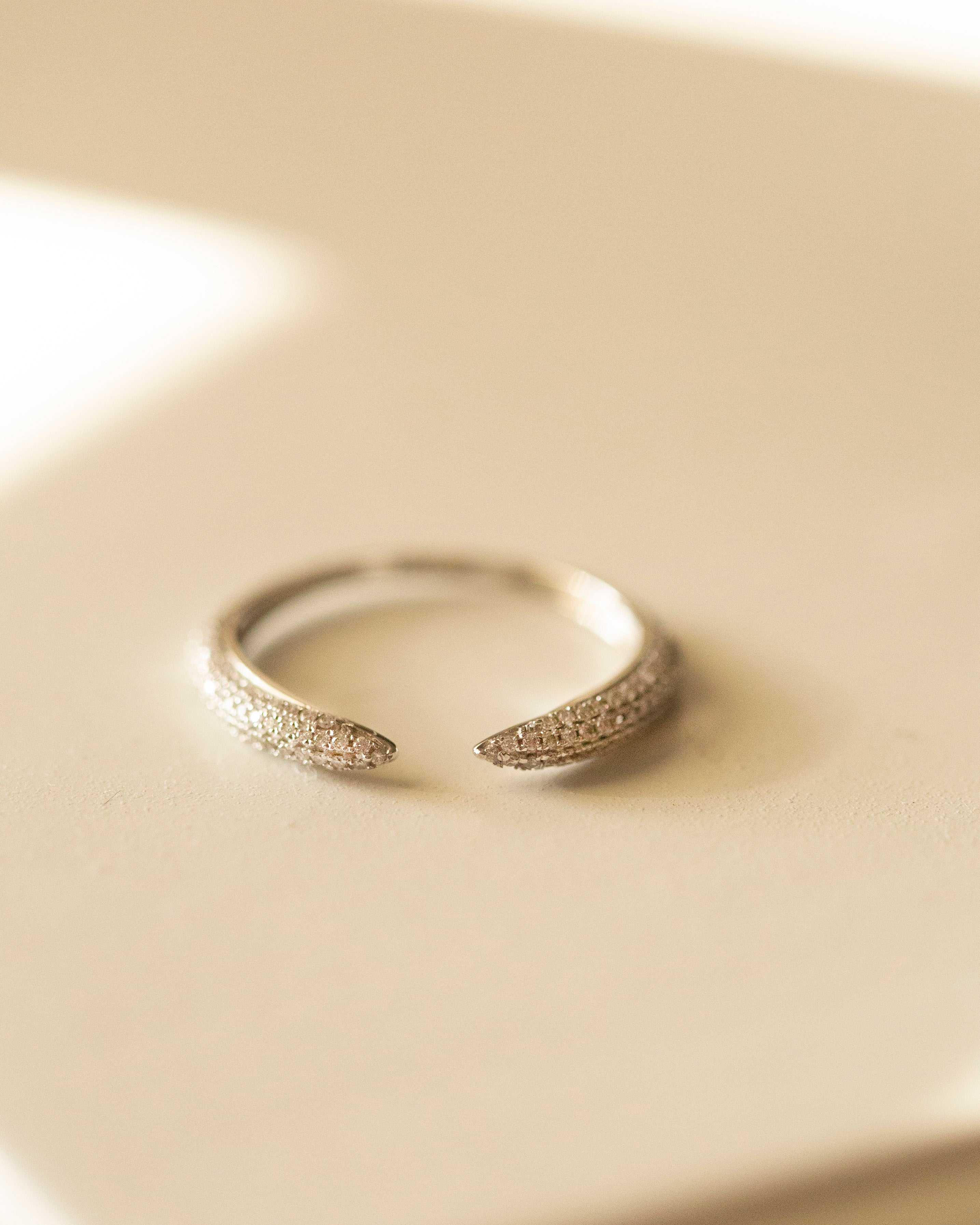 14k White Gold Pave Diamond Open Ring - Image 8