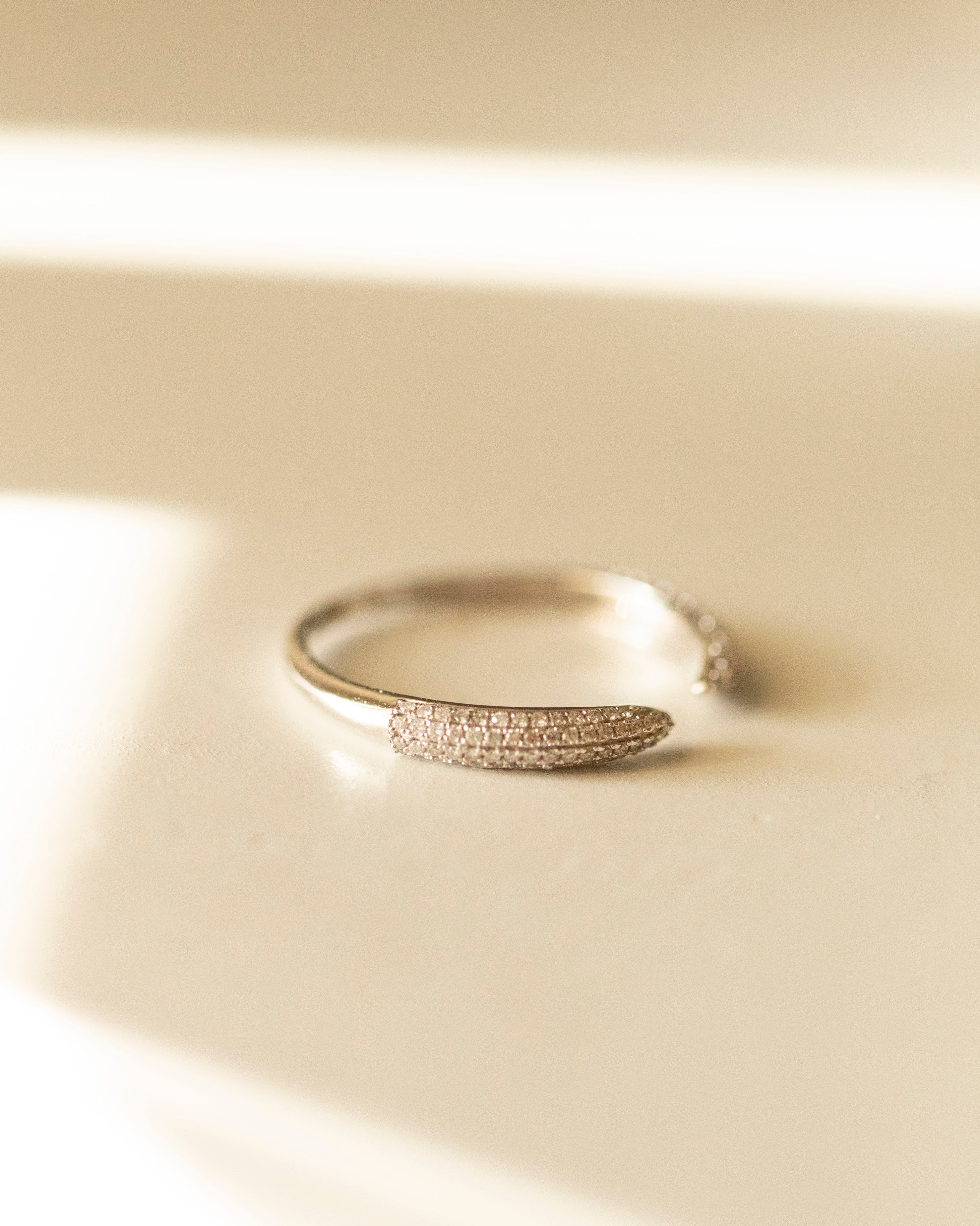 14k White Gold Pave Diamond Open Ring - Image 9