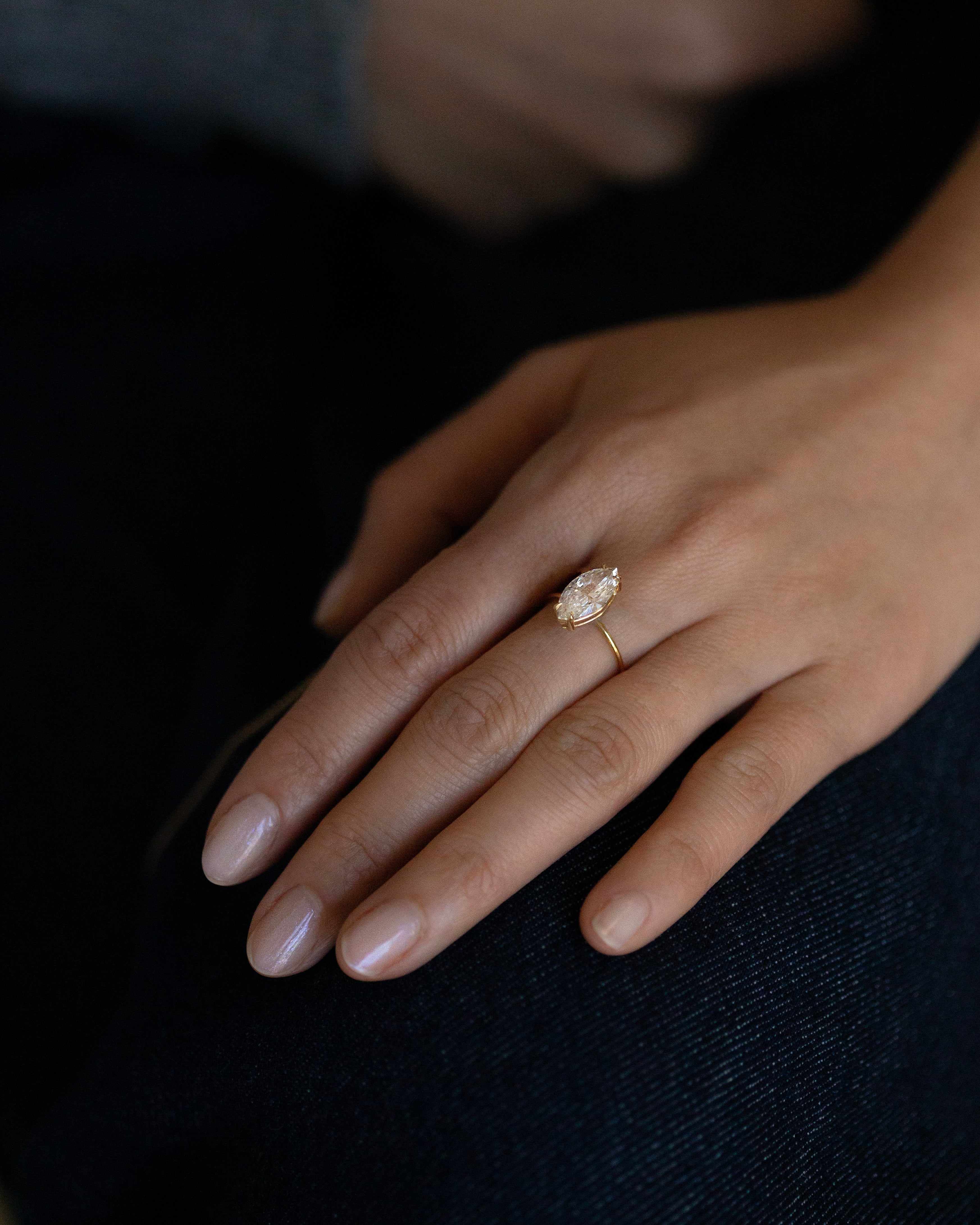 2 Carat Vertical Marquise Engagement Ring - Image 2