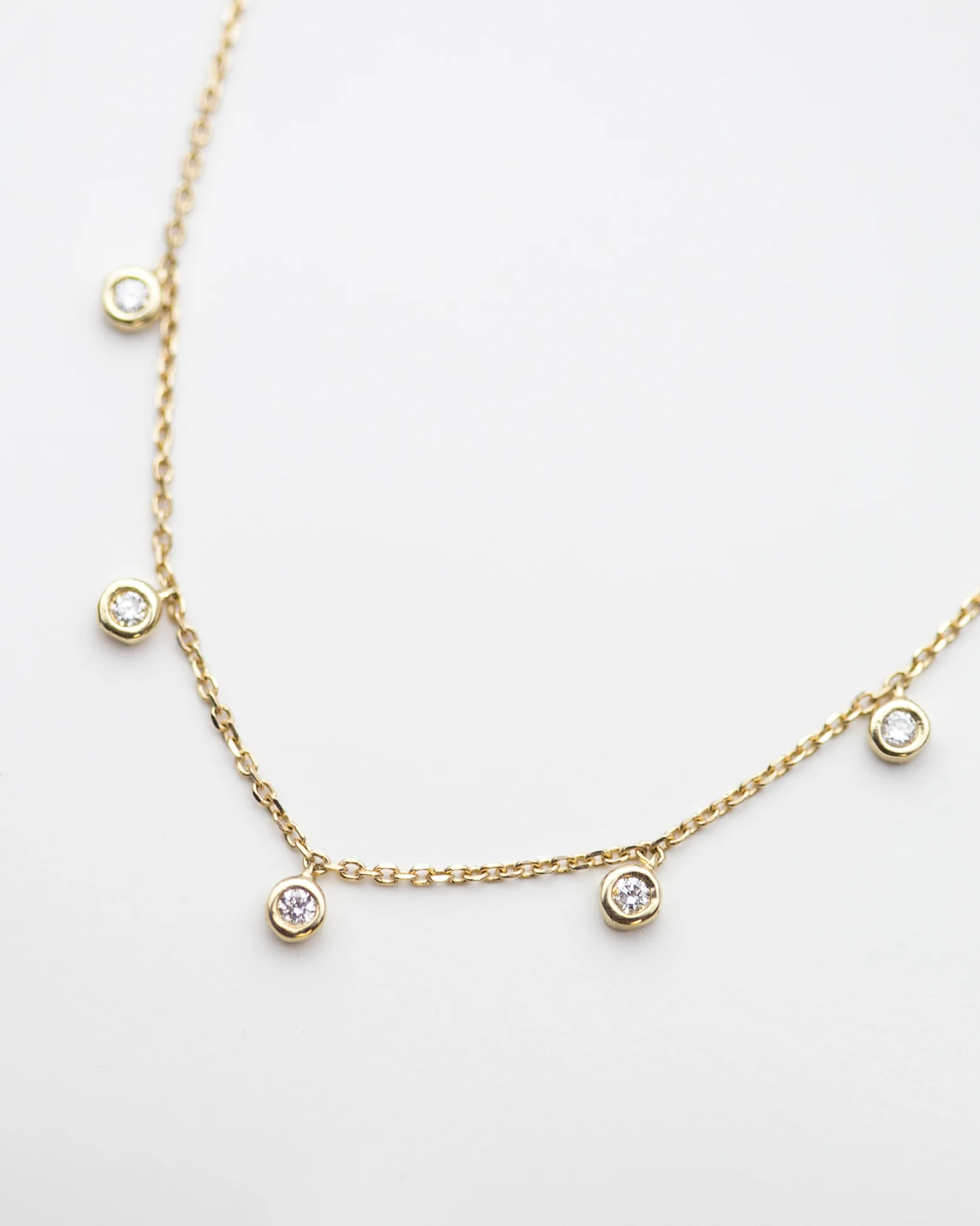 5 Diamond Bezel Charm Necklace - Image 5