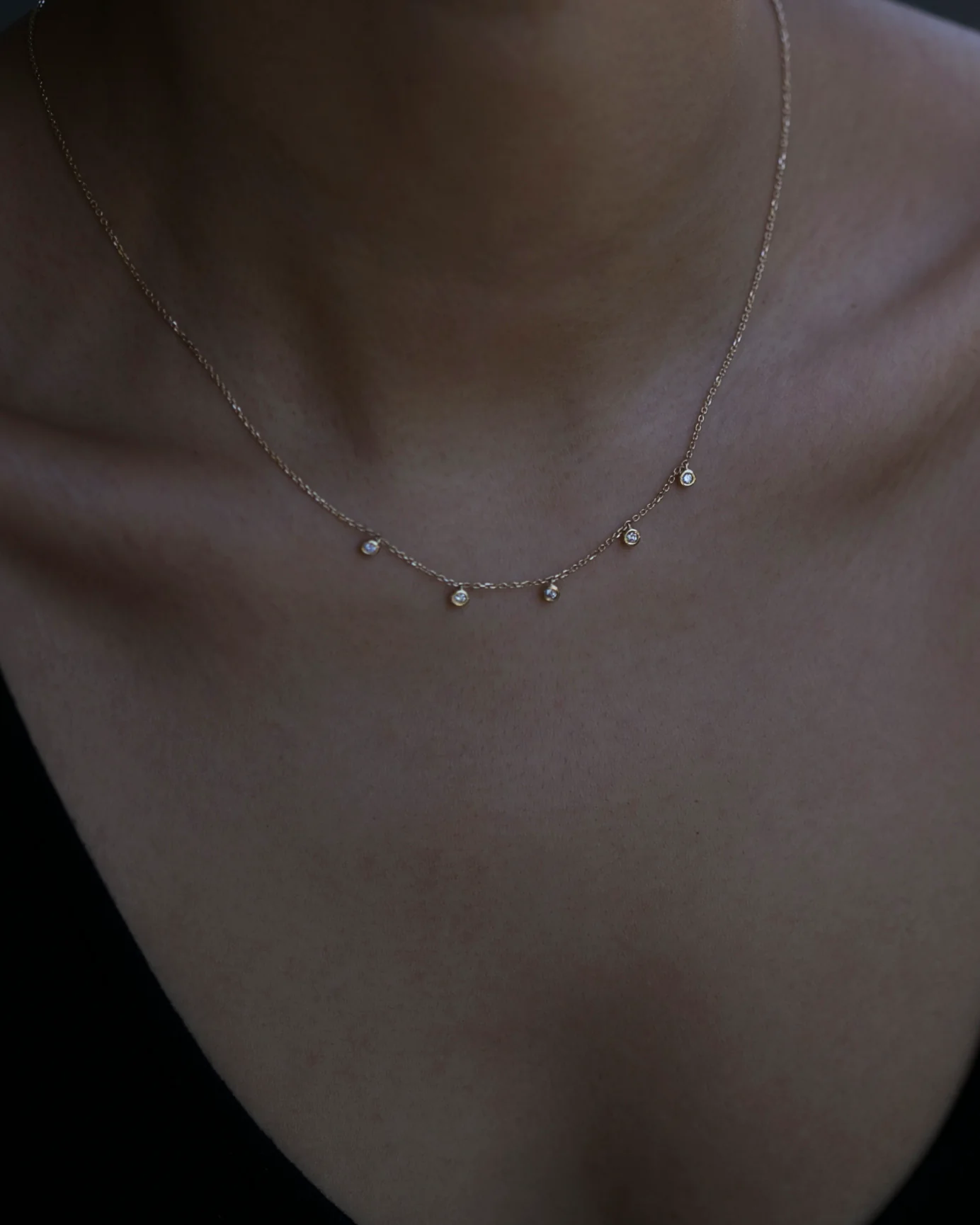 5 Diamond Bezel Charm Necklace - Image 6