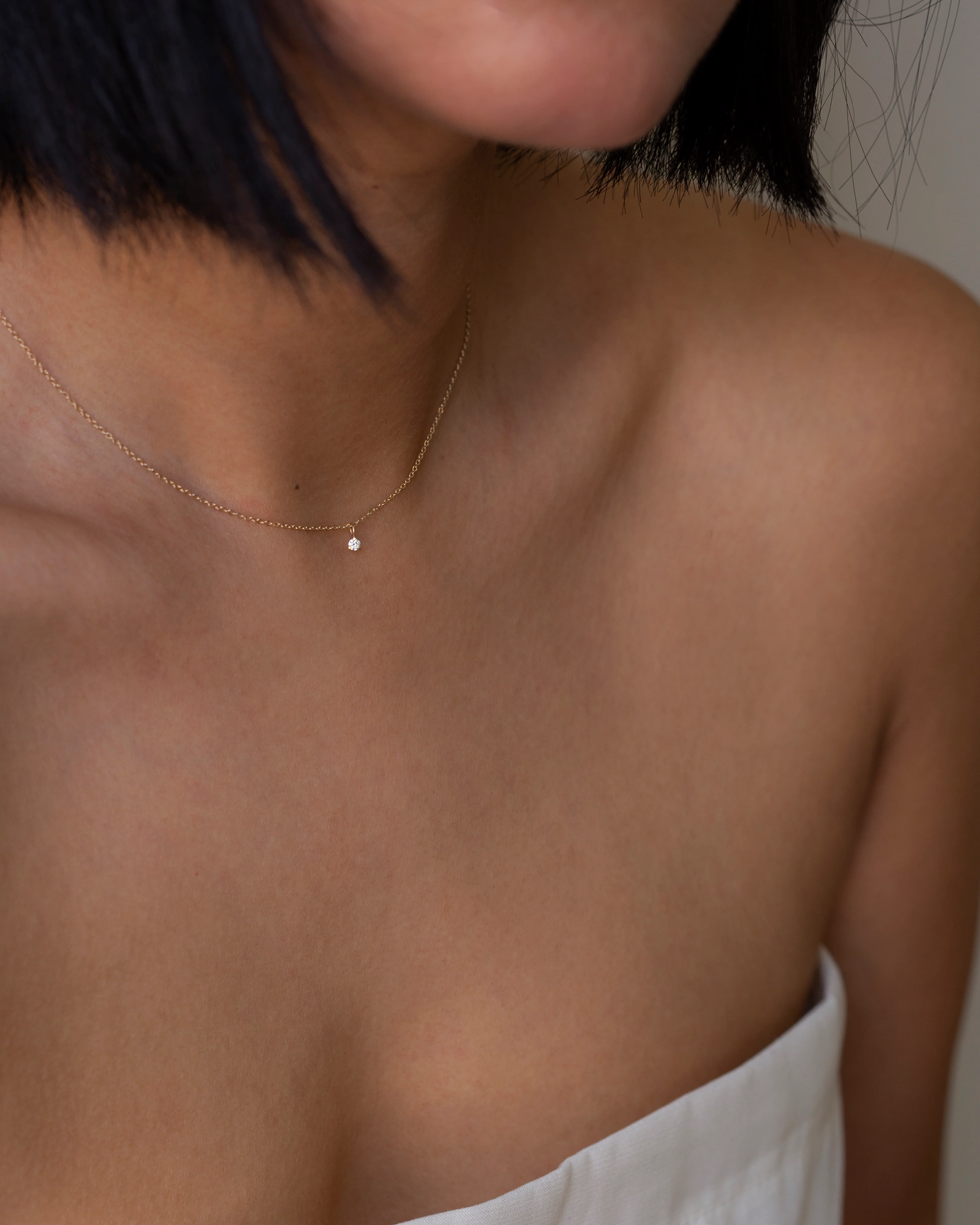 Baby Diamond Solitaire Necklace - Image 4