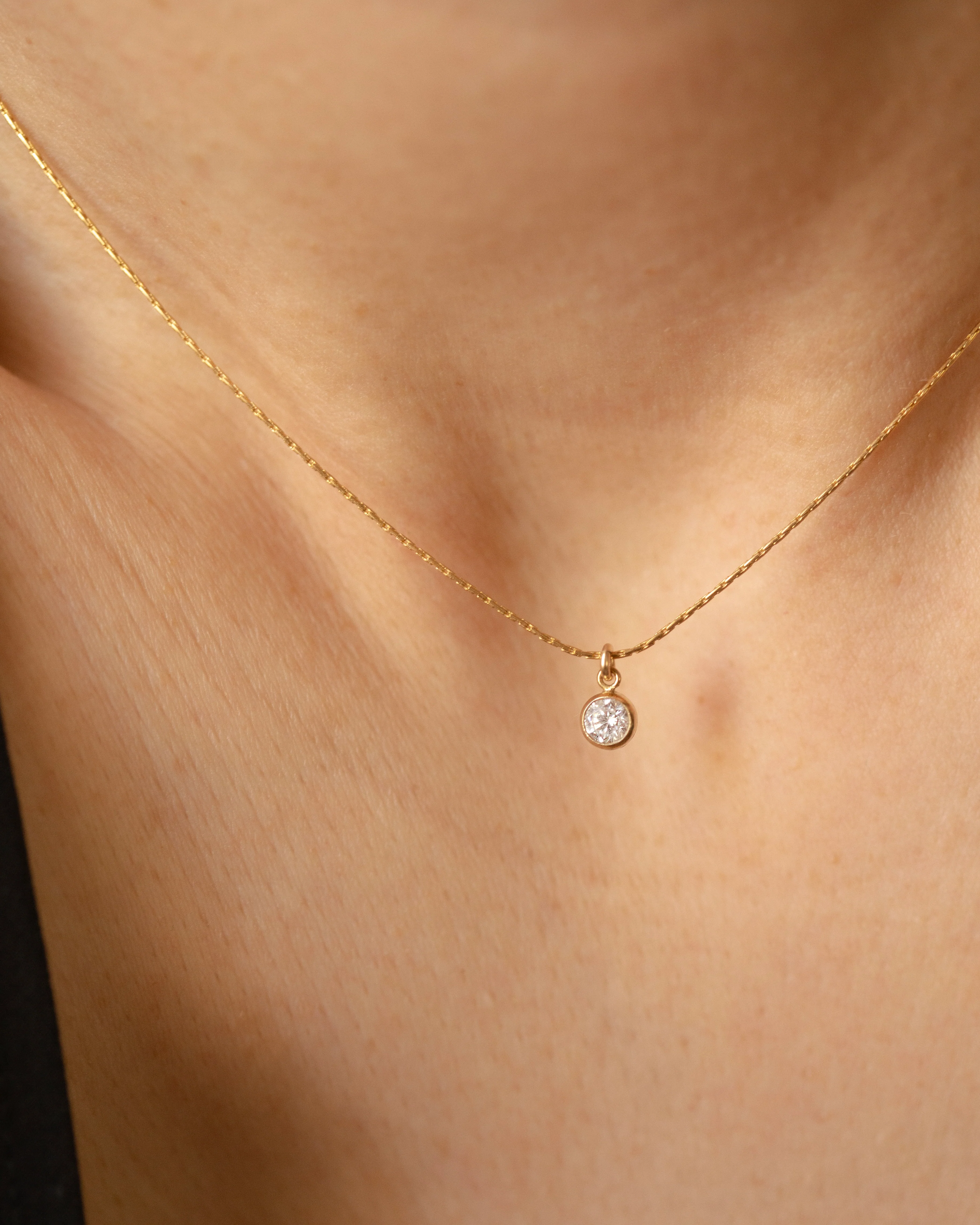 Bezel Diamond Solitaire Necklace