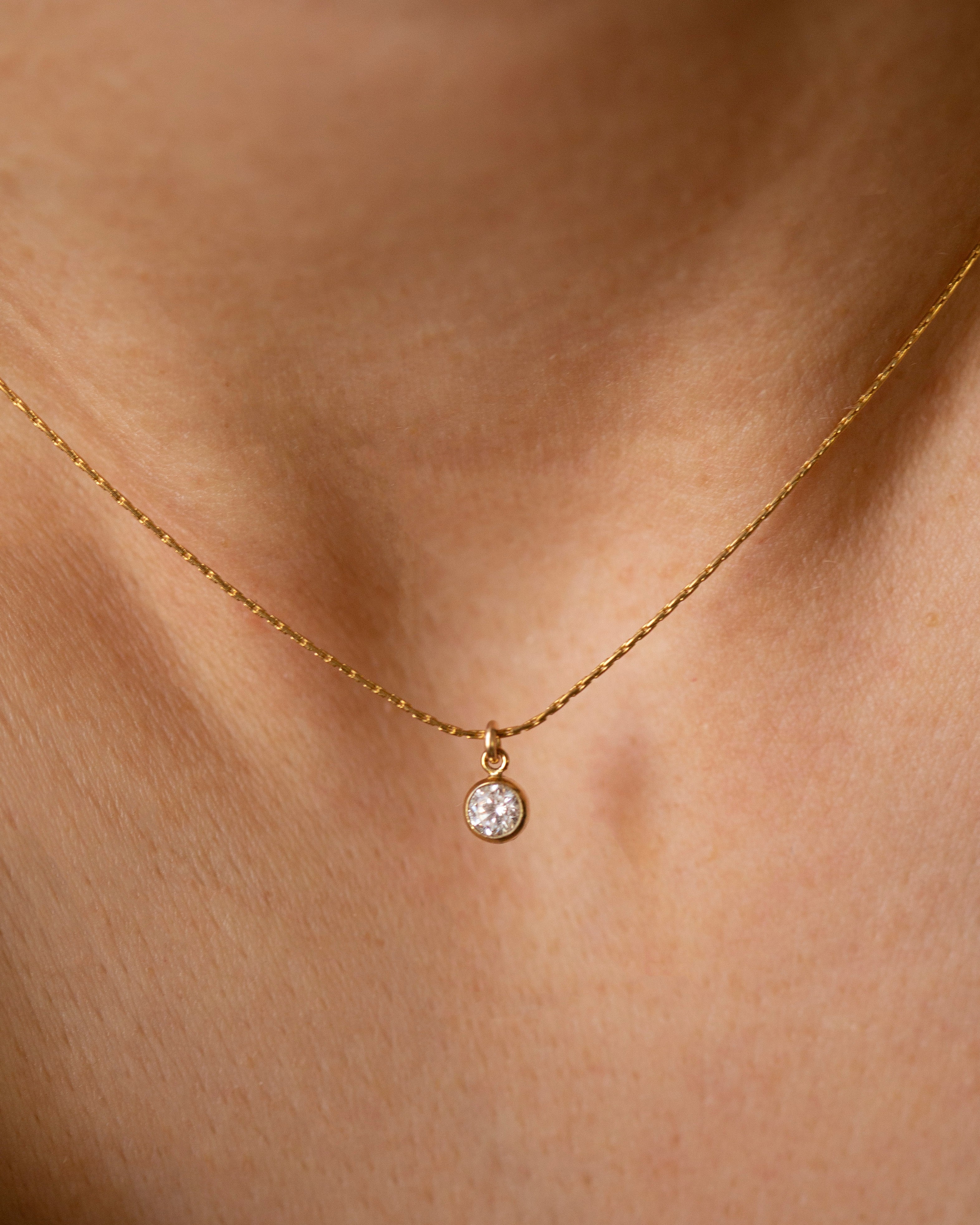Bezel Diamond Solitaire Necklace - Image 3