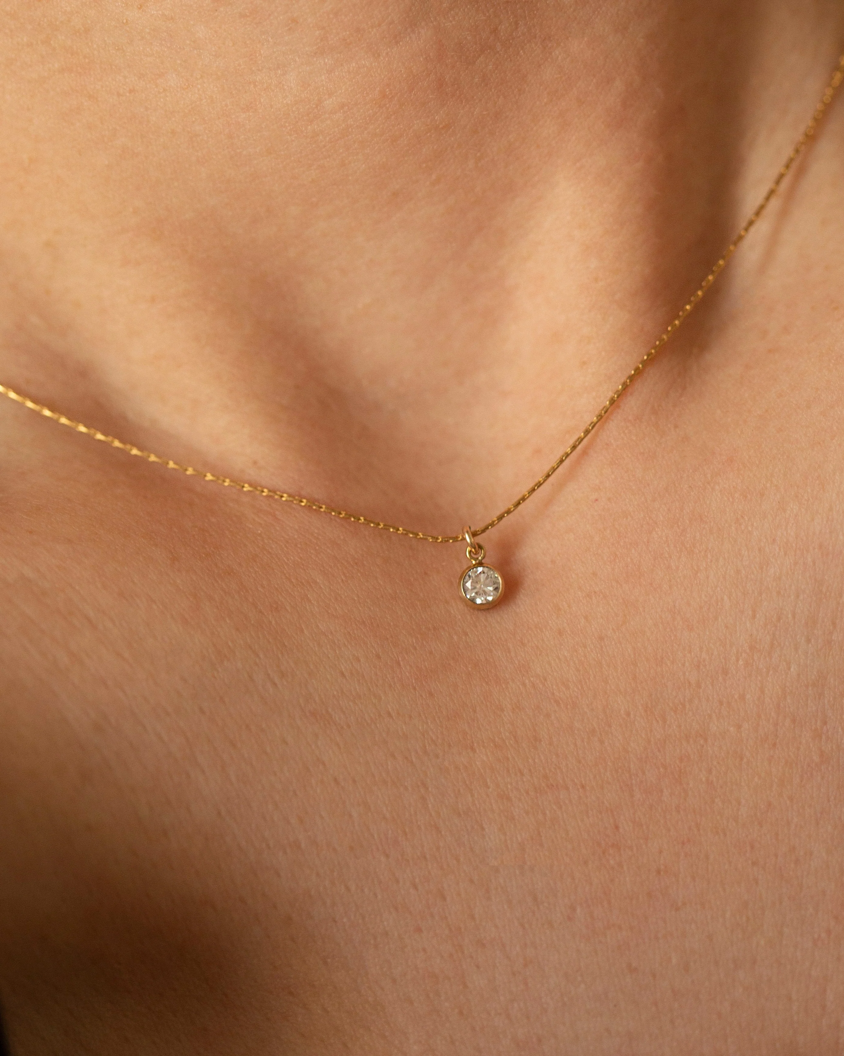 Bezel Diamond Solitaire Necklace - Image 4
