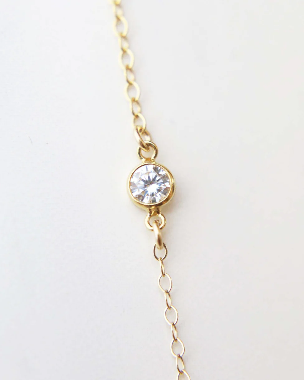 Single CZ Back Necklace - Image 5
