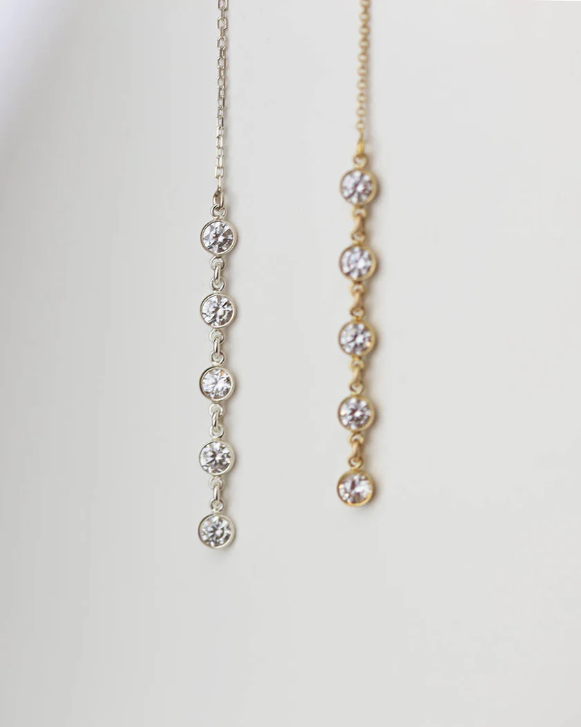 CZ Drop Threader Earrings - Image 3