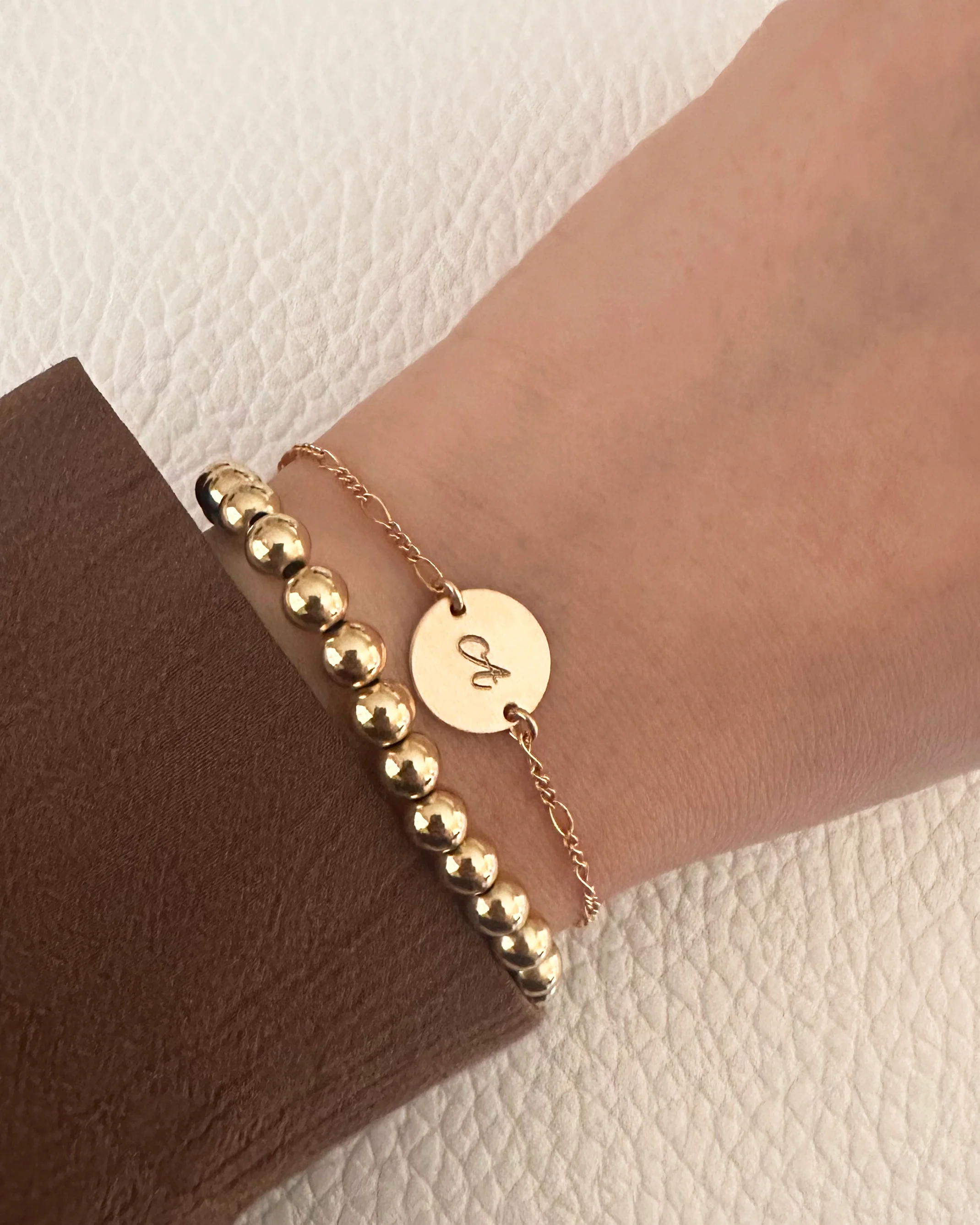 Dainty Initial Circle Tag Bracelet