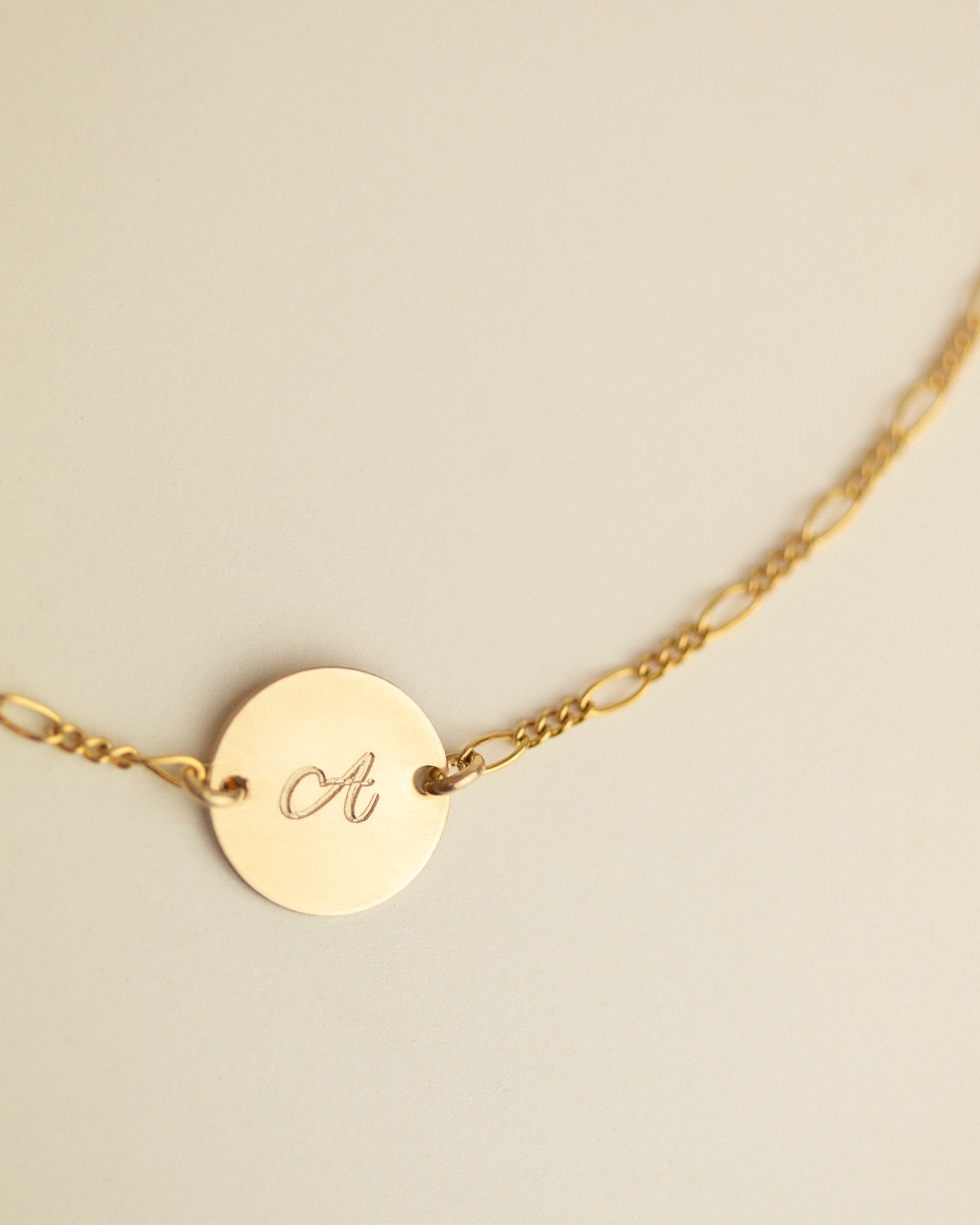 Dainty Initial Circle Tag Bracelet - Image 2