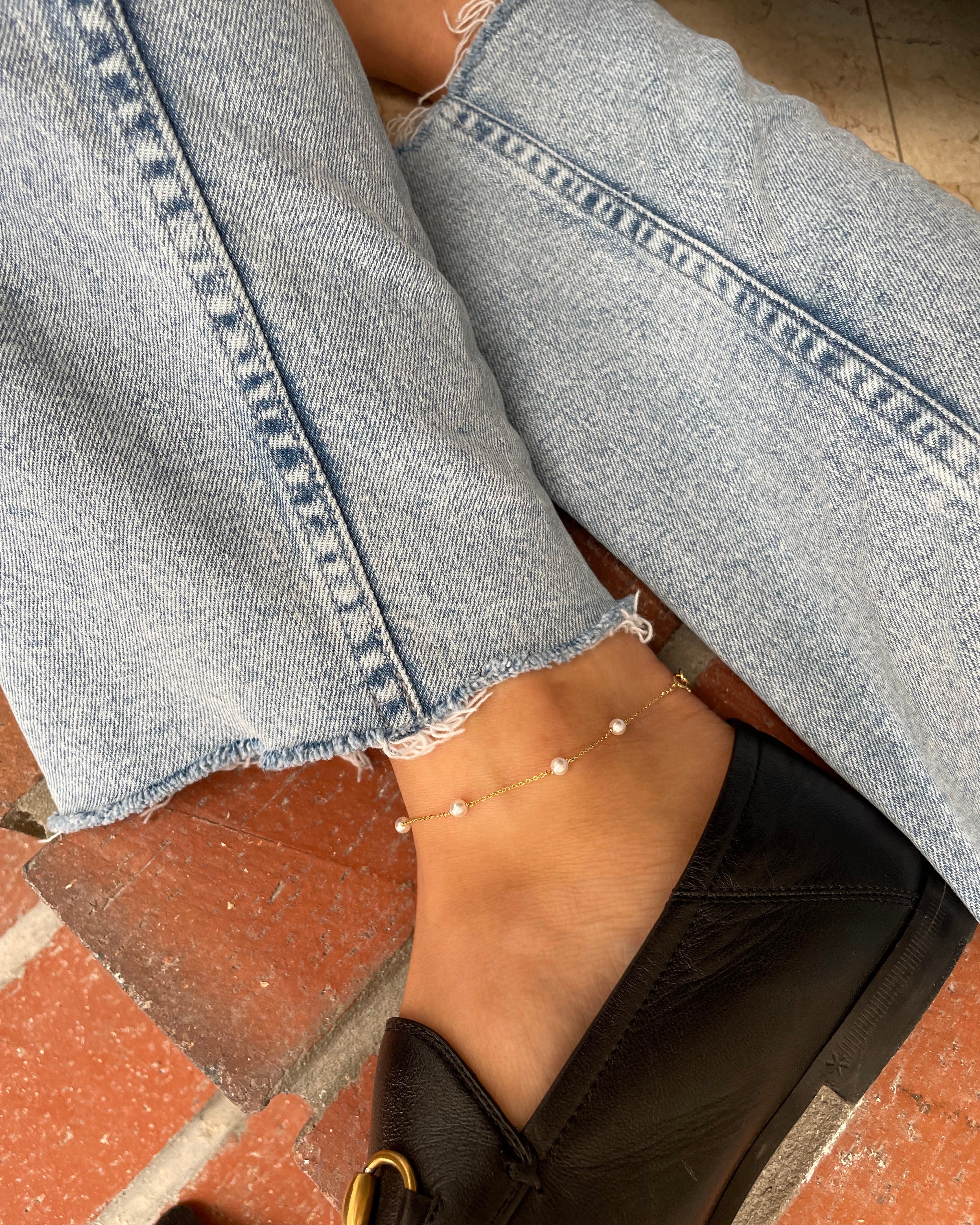 Dainty Pearl Anklet - Image 5