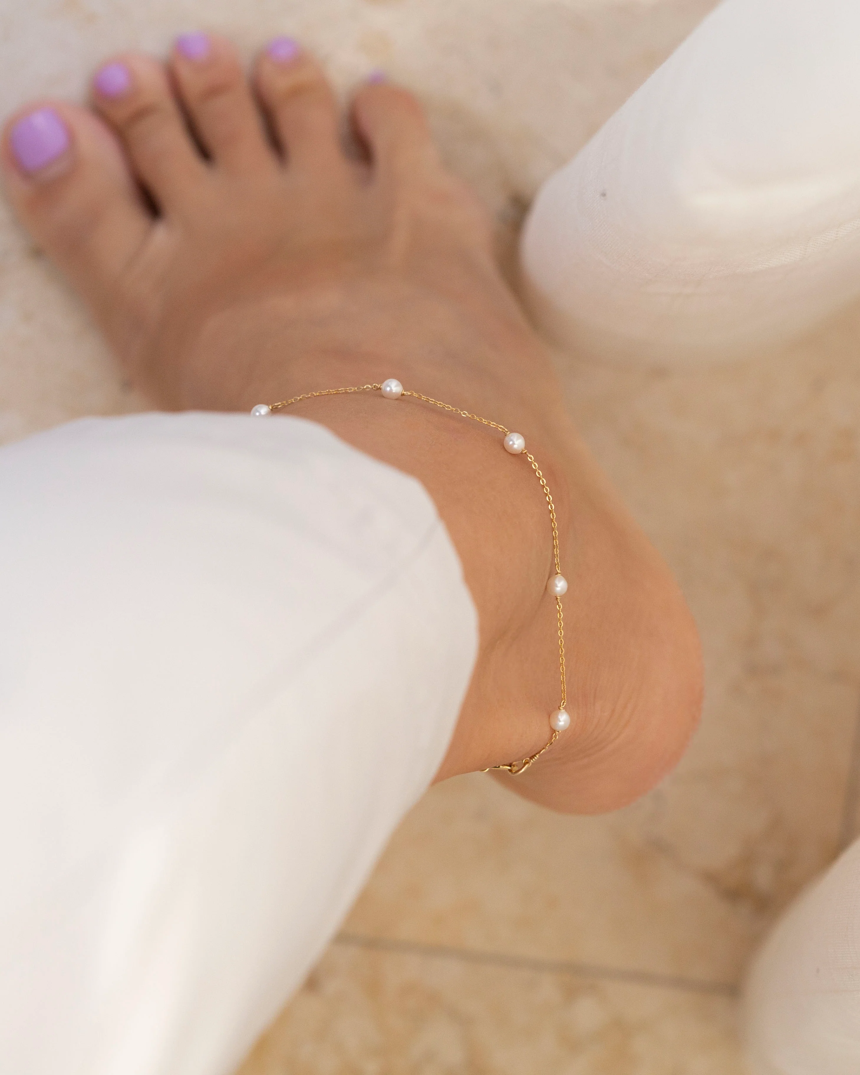 Dainty Pearl Anklet - Image 6
