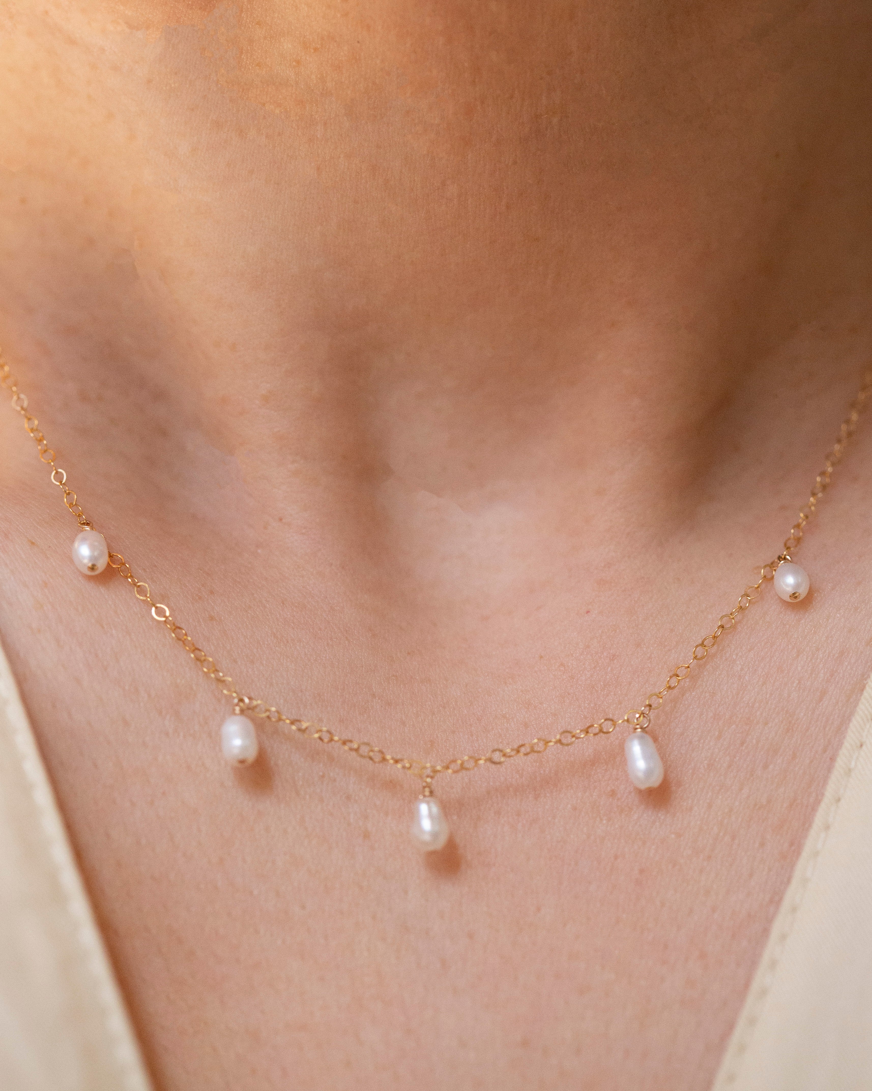 Dainty Pearl Dangle Necklace - Image 3