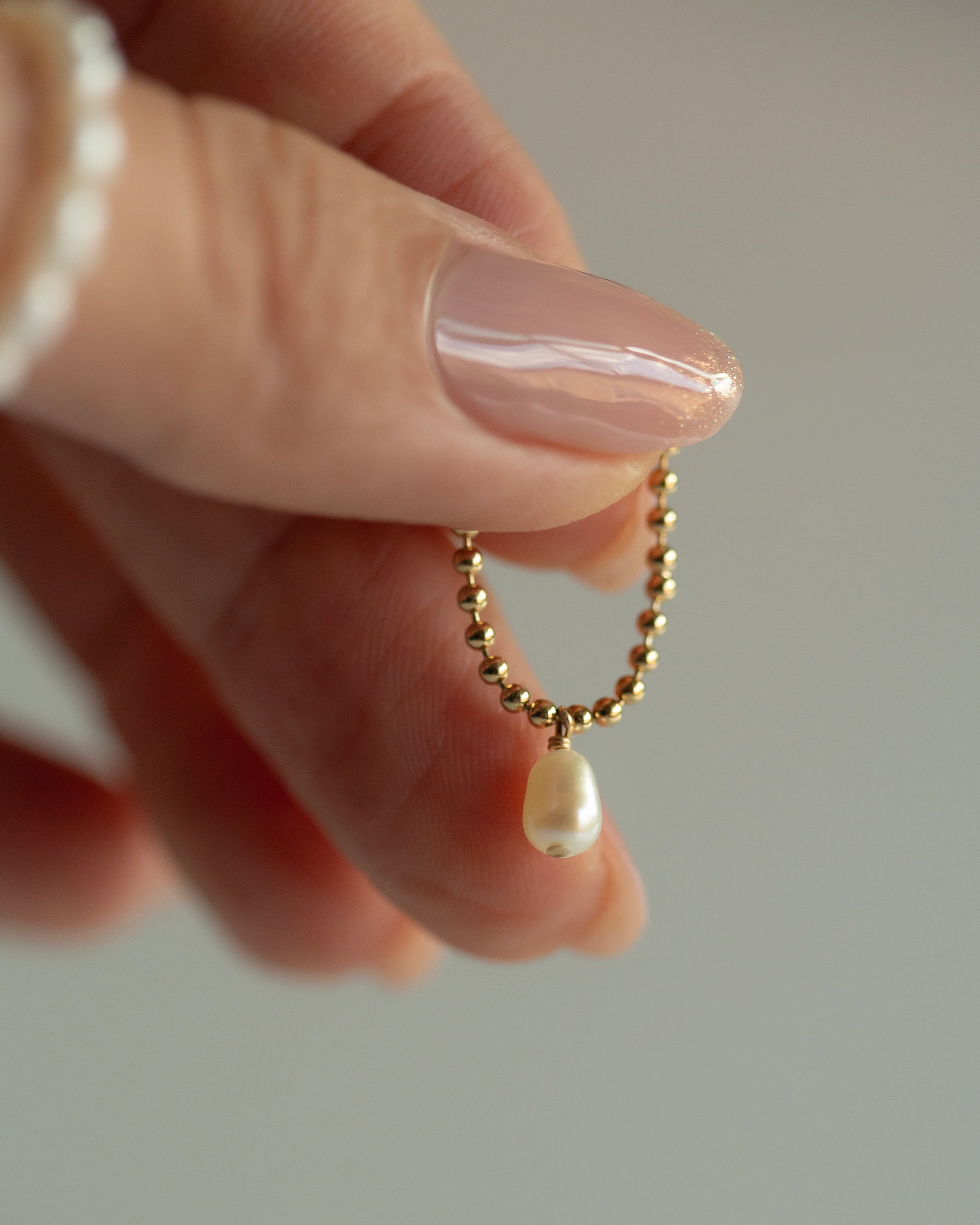 Dangle Pearl Ball Chain Ring - Image 2