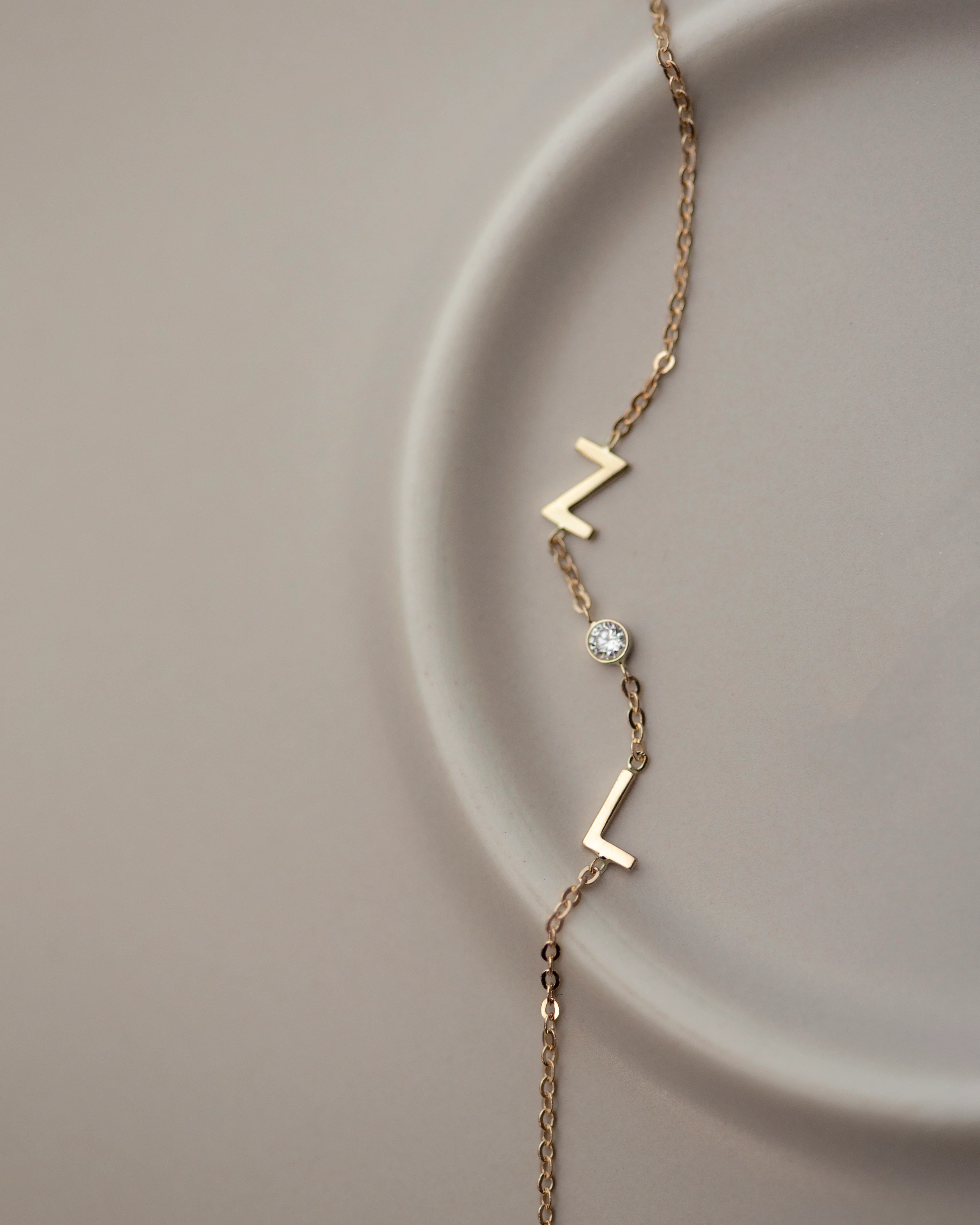14k letter bracelet with small genuine diamond bezel - Image 3