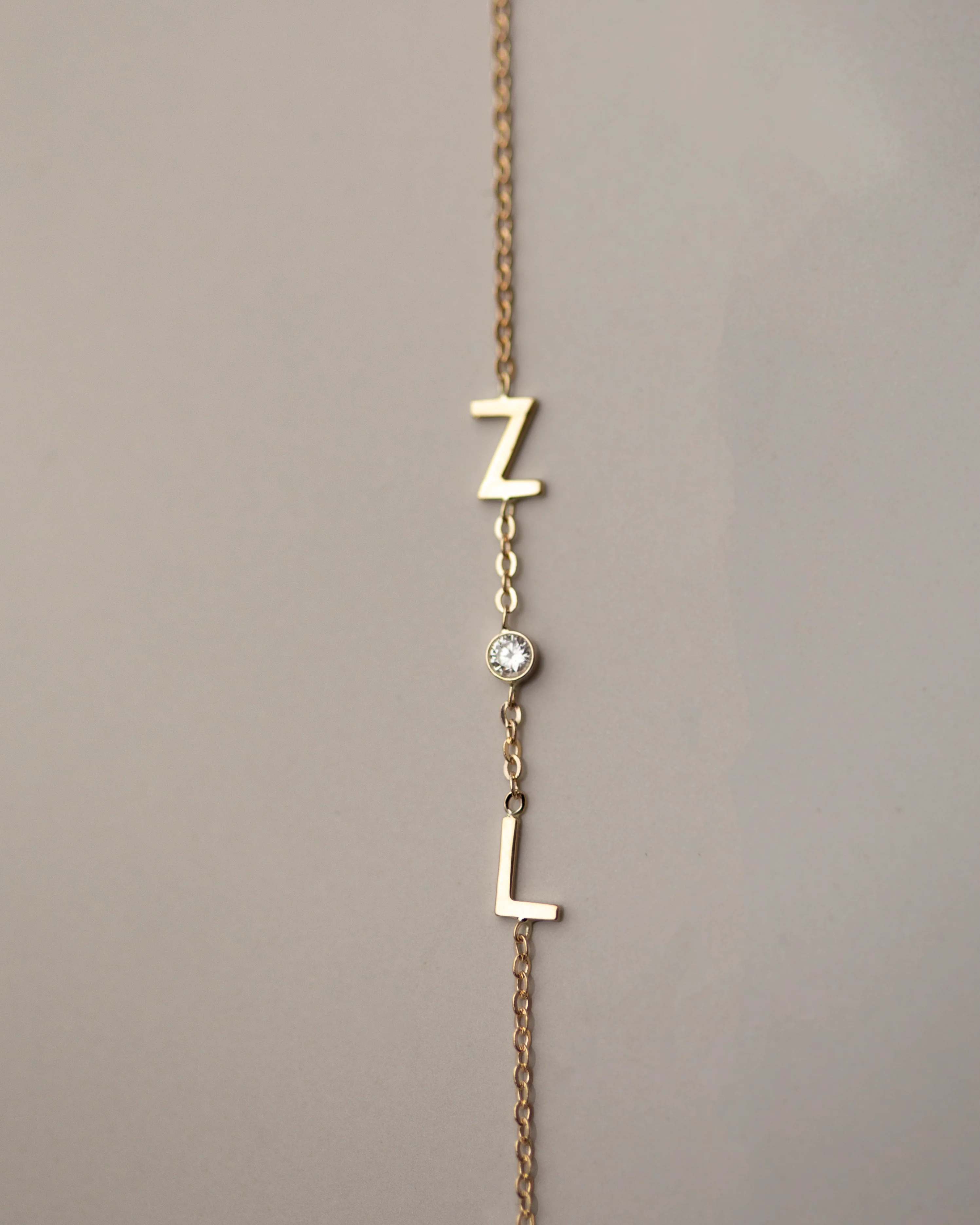 14k letter bracelet with small genuine diamond bezel - Image 4
