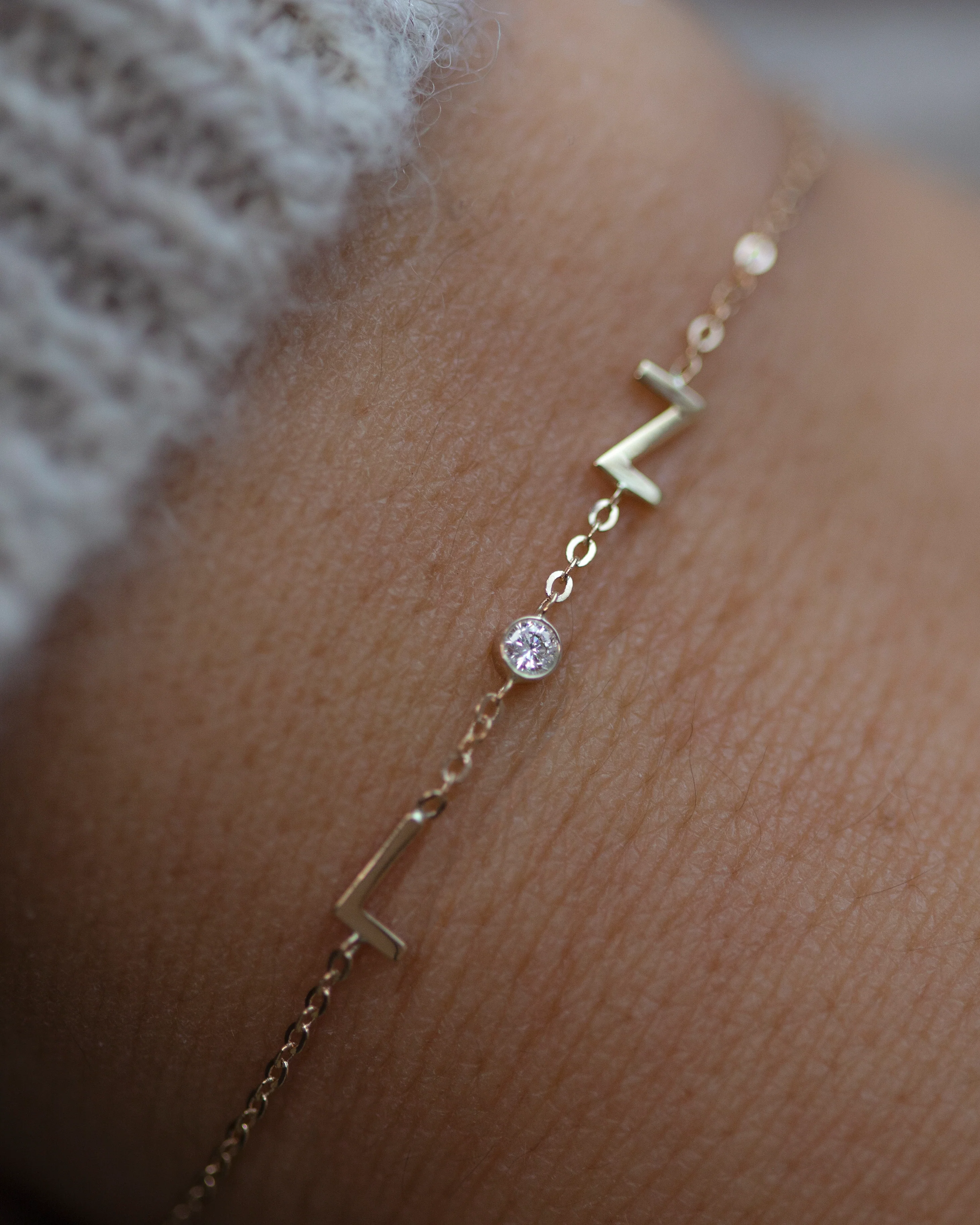14k letter bracelet with small genuine diamond bezel - Image 5