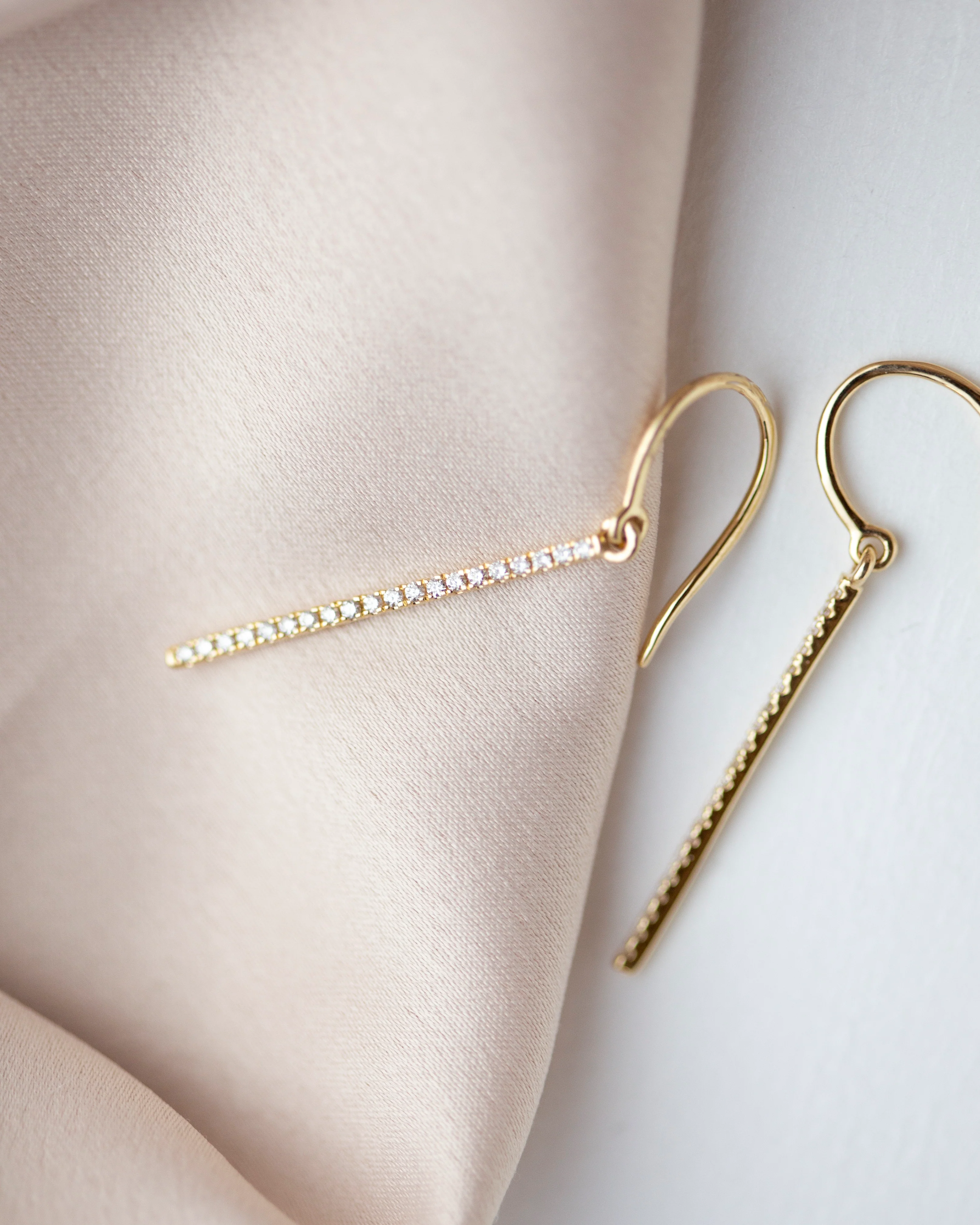 Diamond Drop Bar Earrings - Image 4