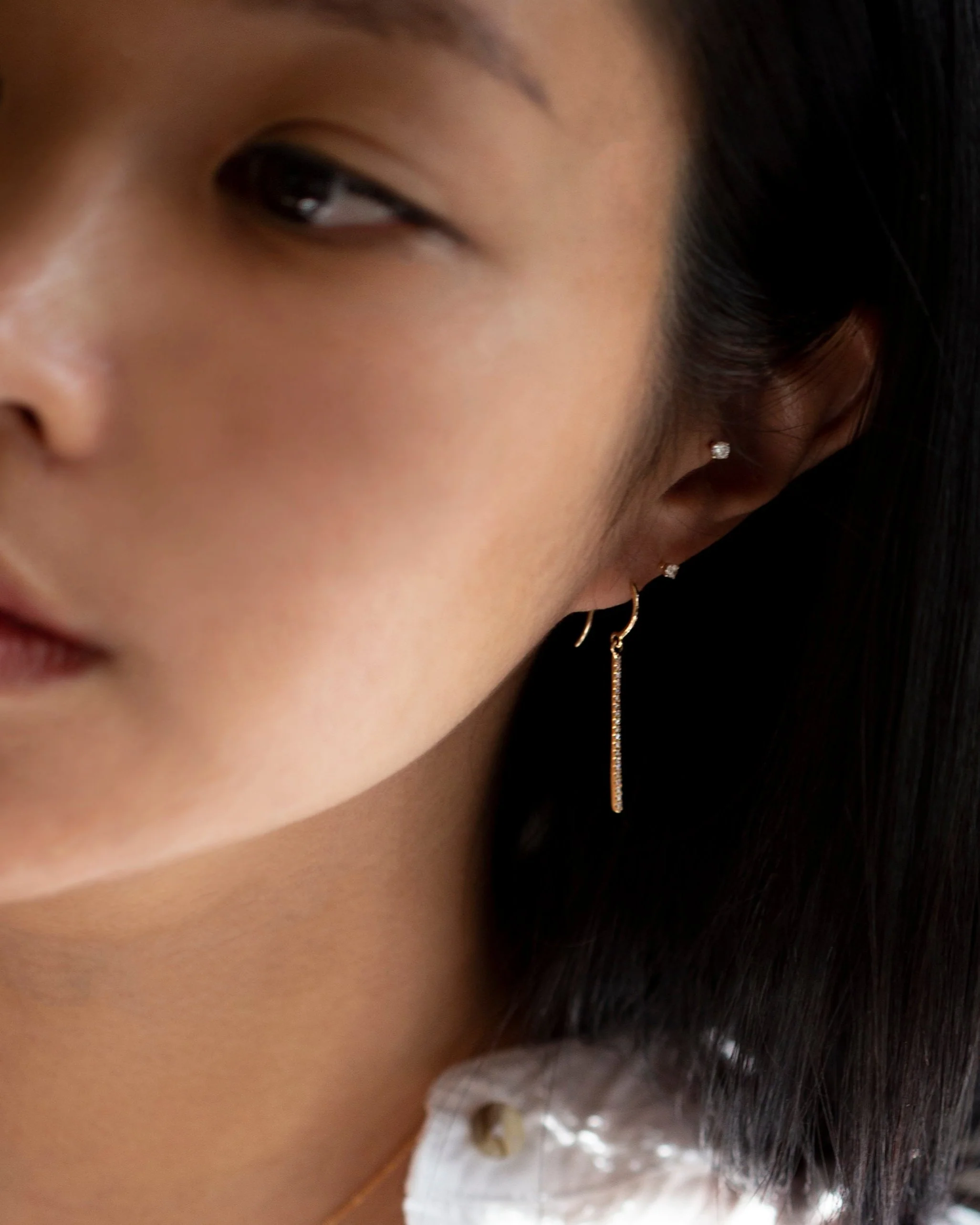 Diamond Drop Bar Earrings - Image 6