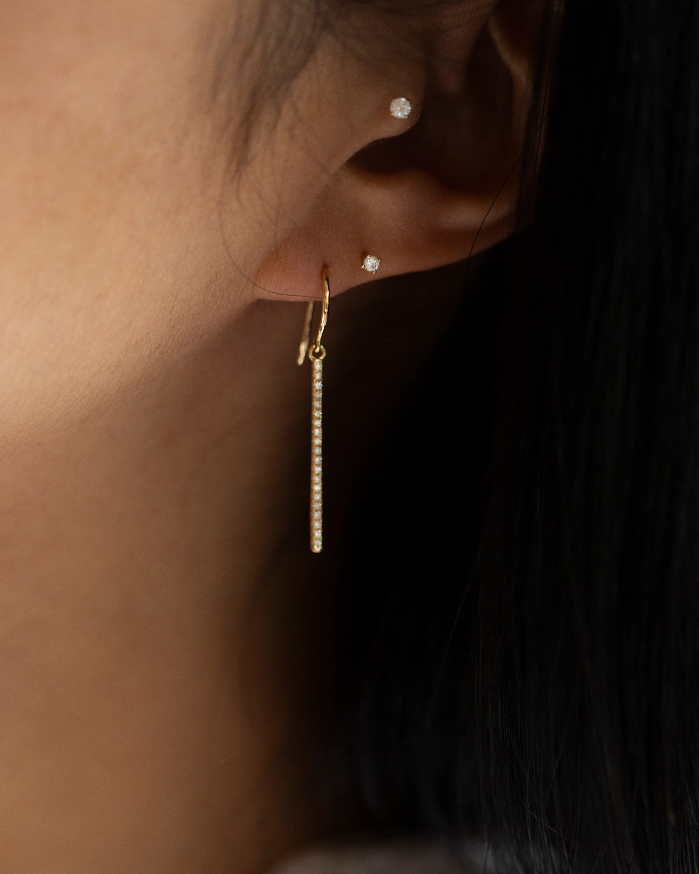 Diamond Drop Bar Earrings - Image 7