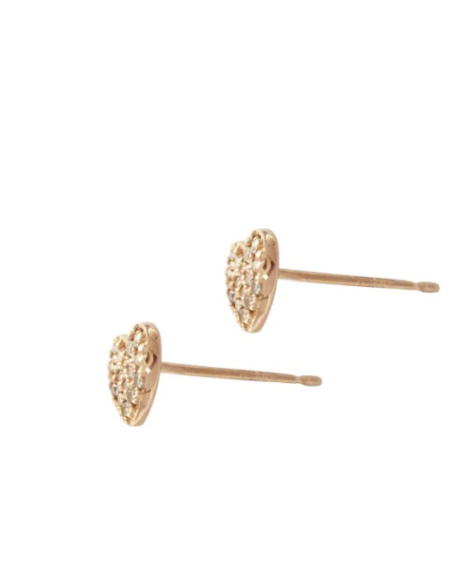 14k Diamond Heart Stud Earrings - Image 4