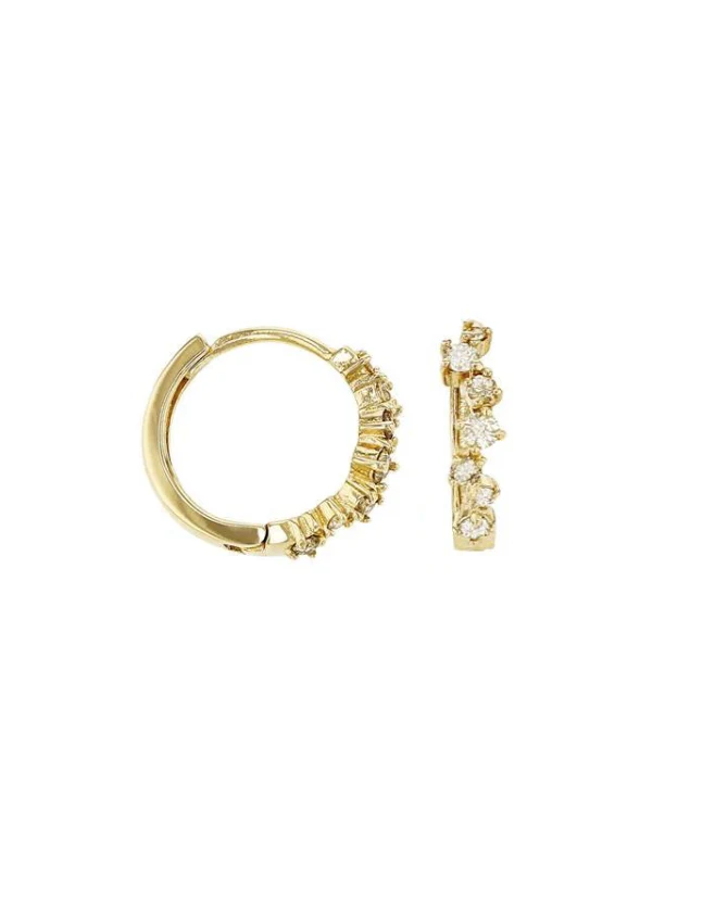 14k Diamond Huggie Earrings