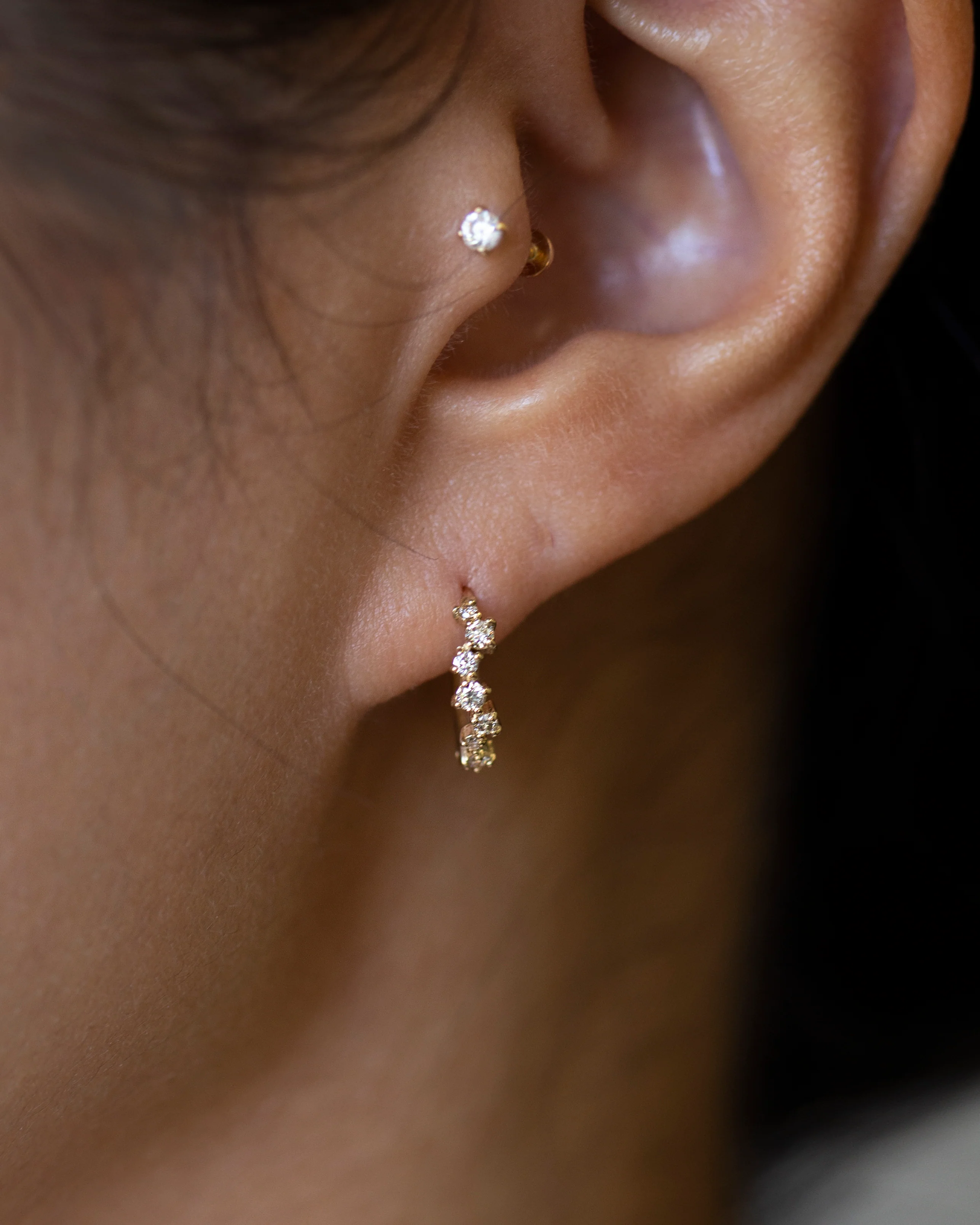 14k Diamond Huggie Earrings - Image 2