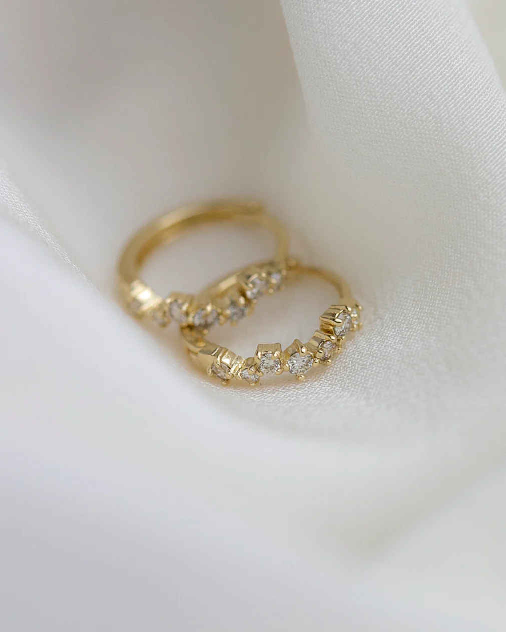 14k Diamond Huggie Earrings - Image 5