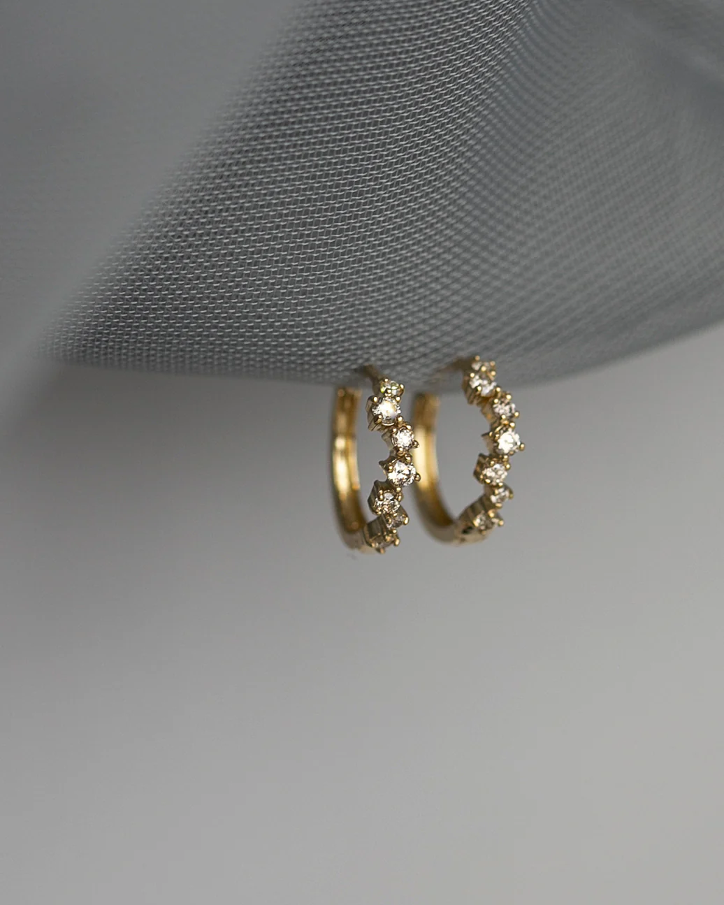 14k Diamond Huggie Earrings - Image 6