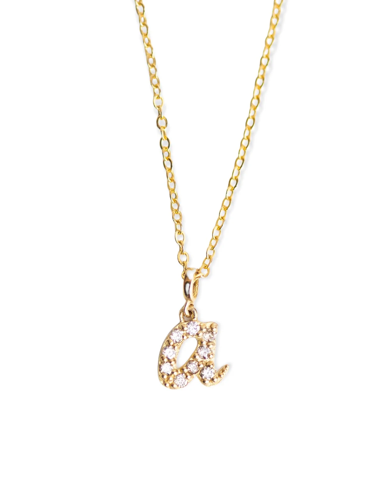 14k Diamond Italic Letter Necklace - Image 3