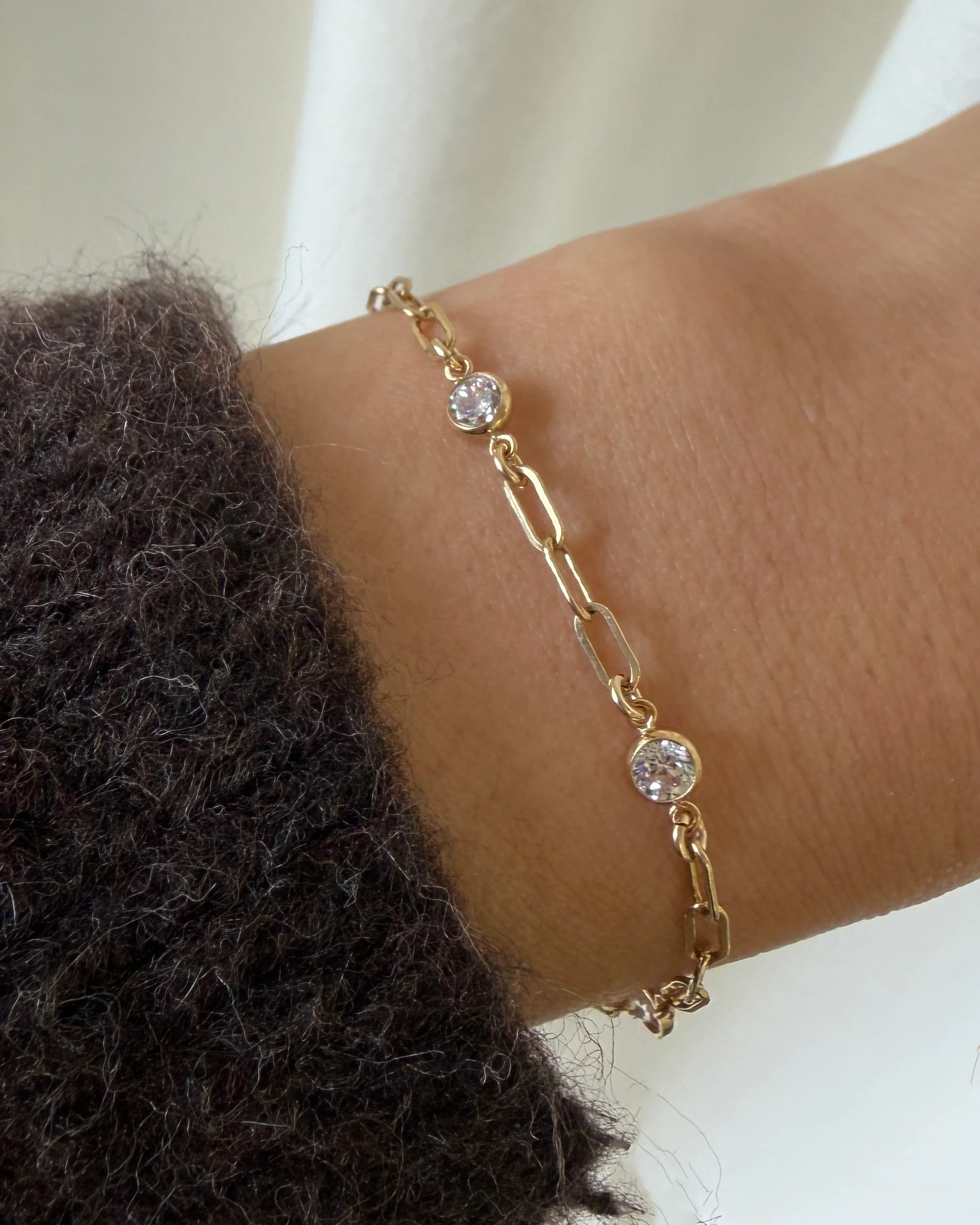 Diamond Link Paperclip Chain Bracelet