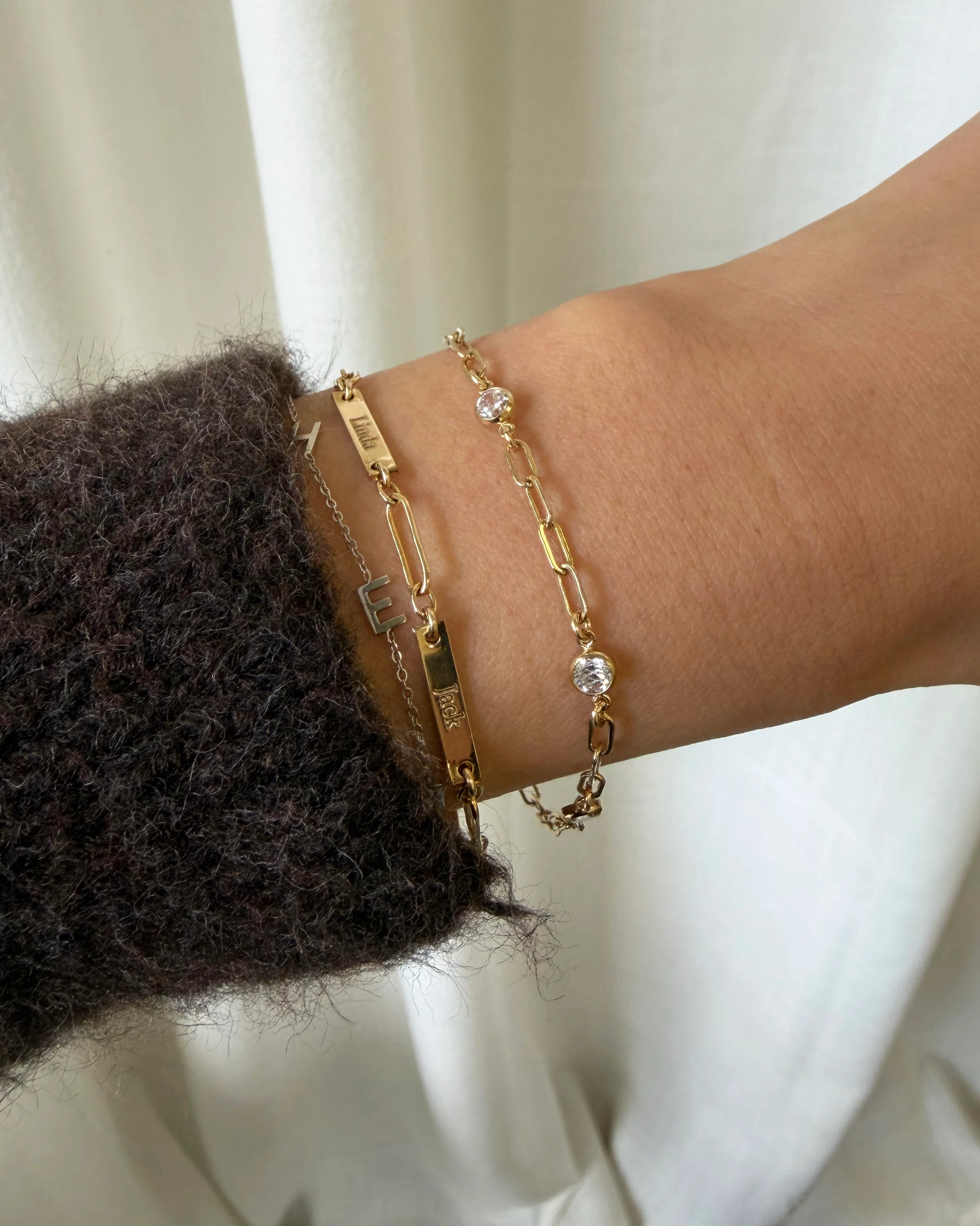 Diamond Link Paperclip Chain Bracelet - Image 2