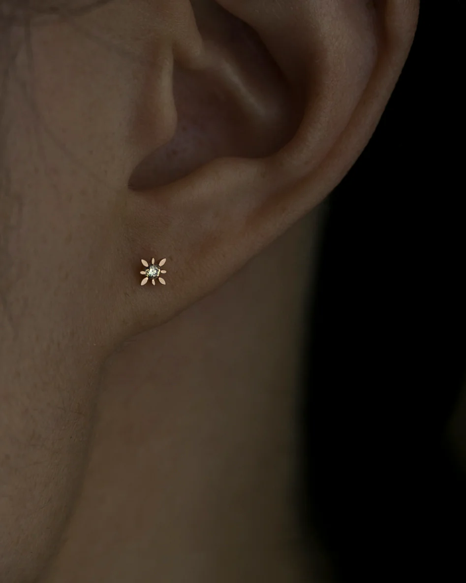 14k Diamond Polaris Starburst Earrings - Image 2
