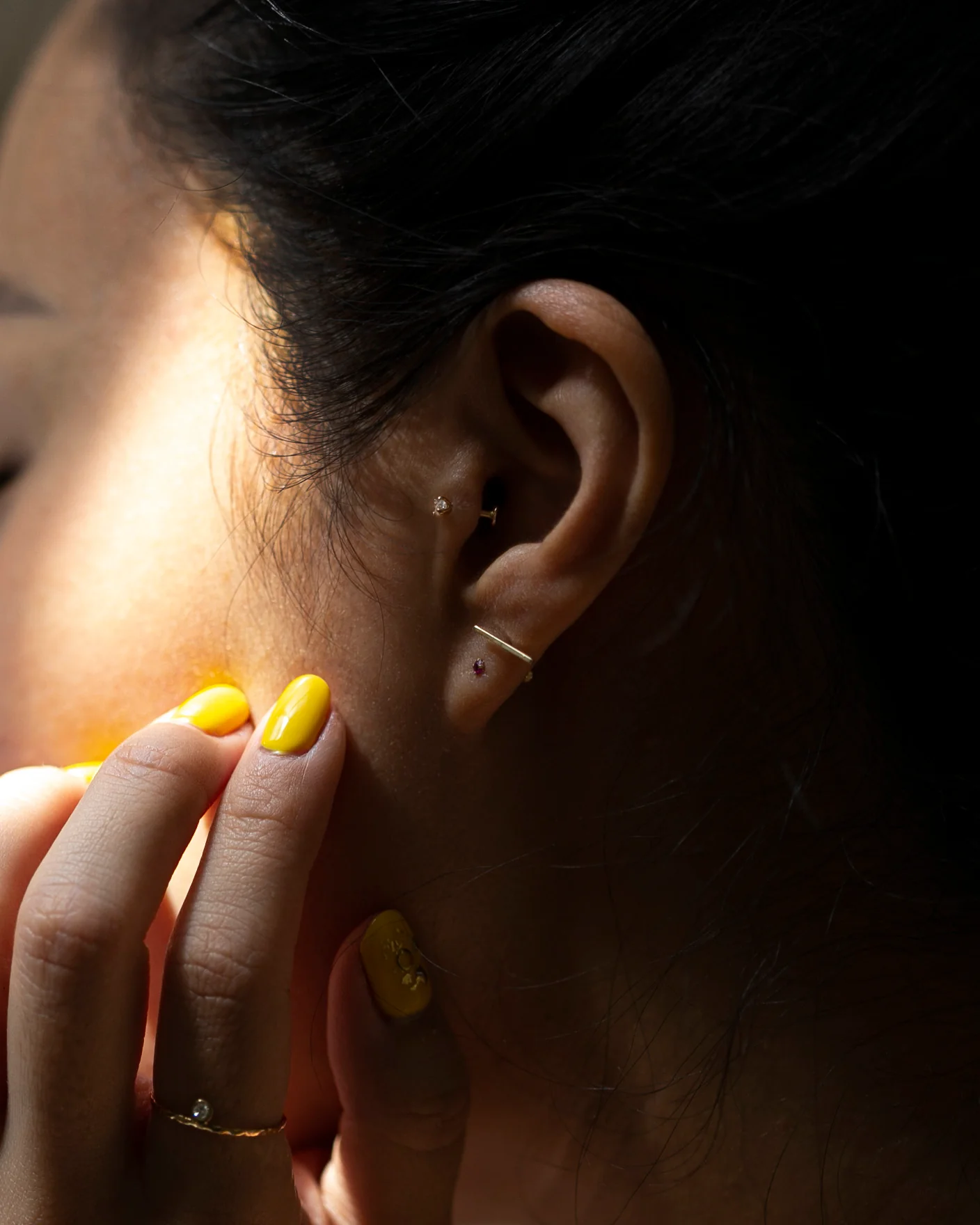 14k Ear Stud for Cartilage with flat back - Image 2