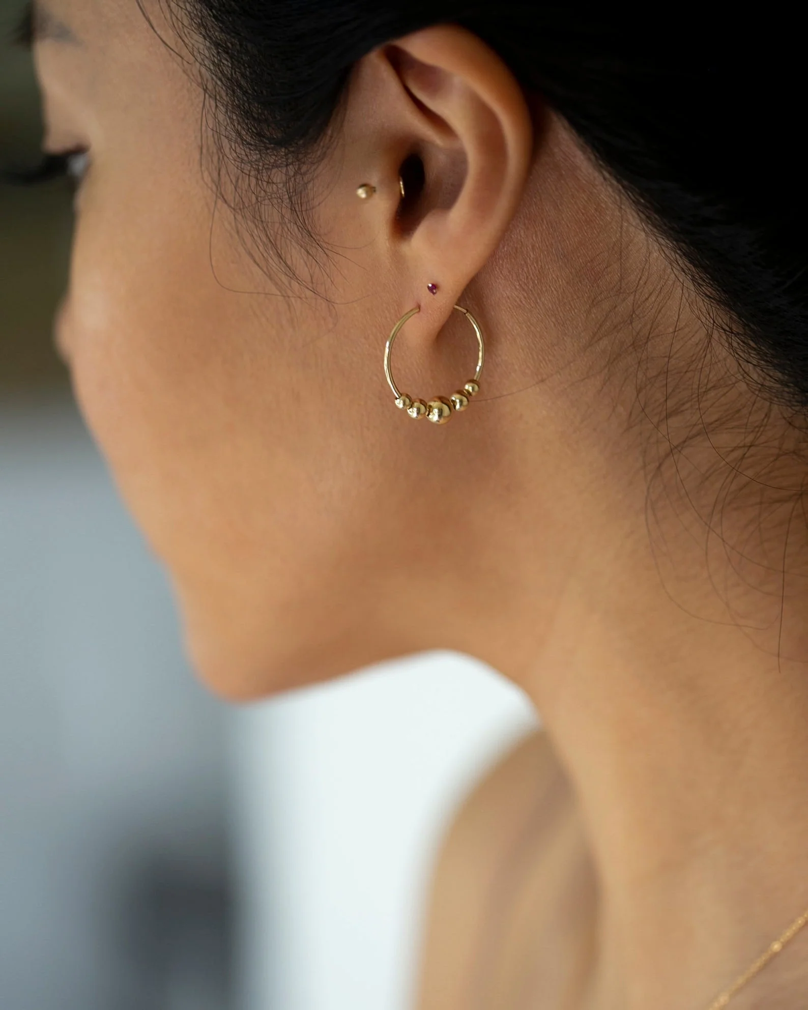 14k Ear Stud for Cartilage with flat back - Image 4