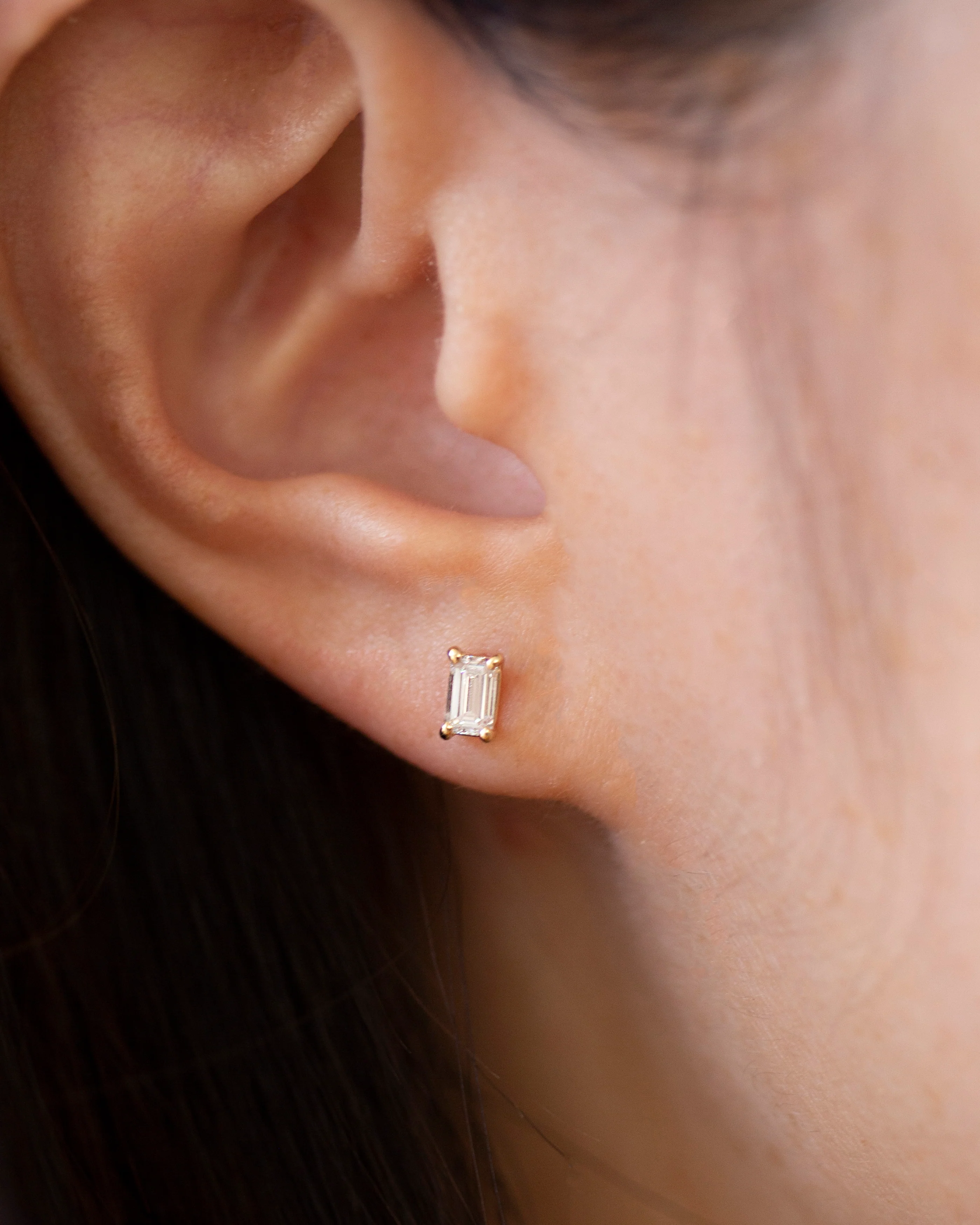 Emerald Cut Diamond Earrings - Image 3