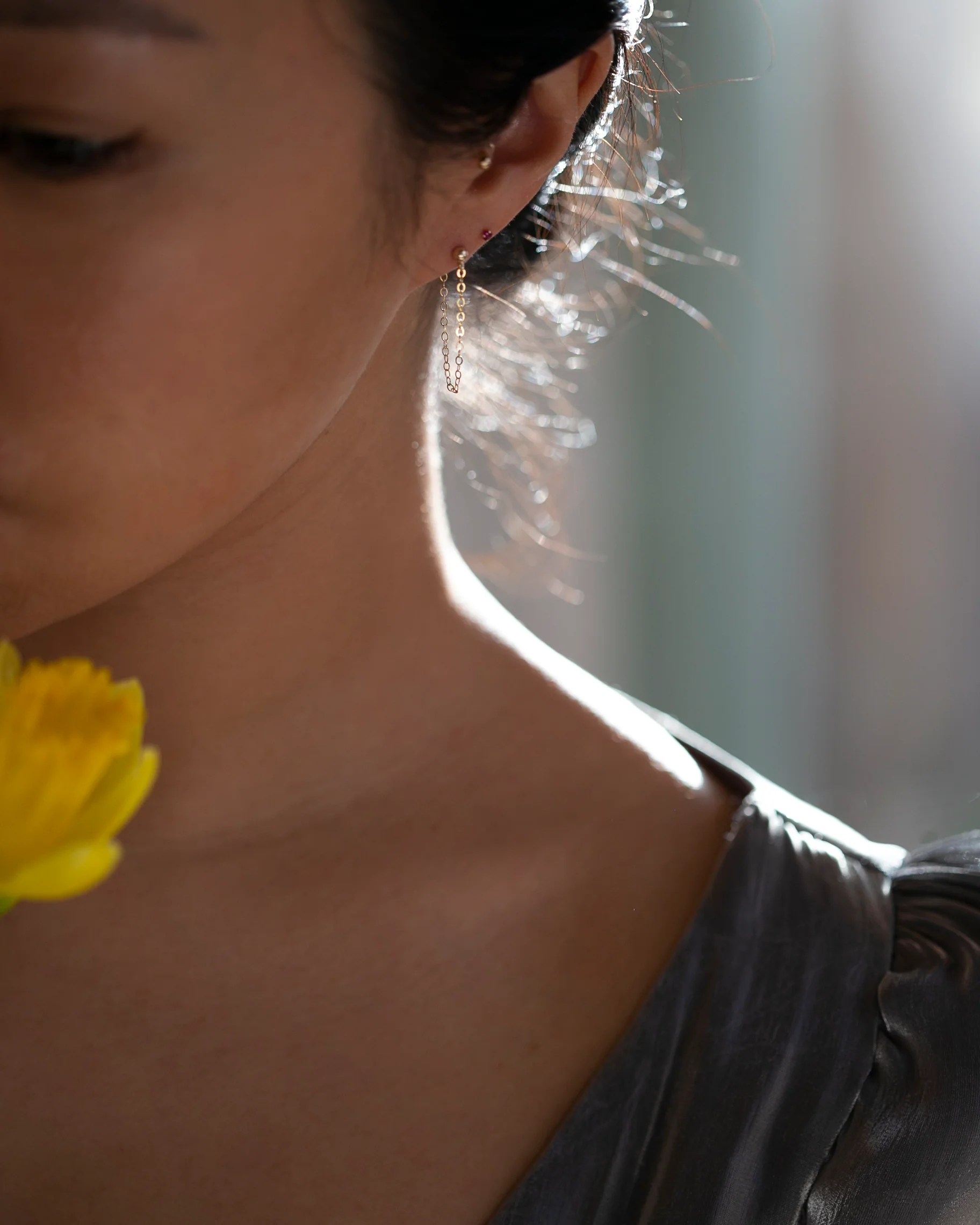 Gold Chain Stud Earrings - Image 5