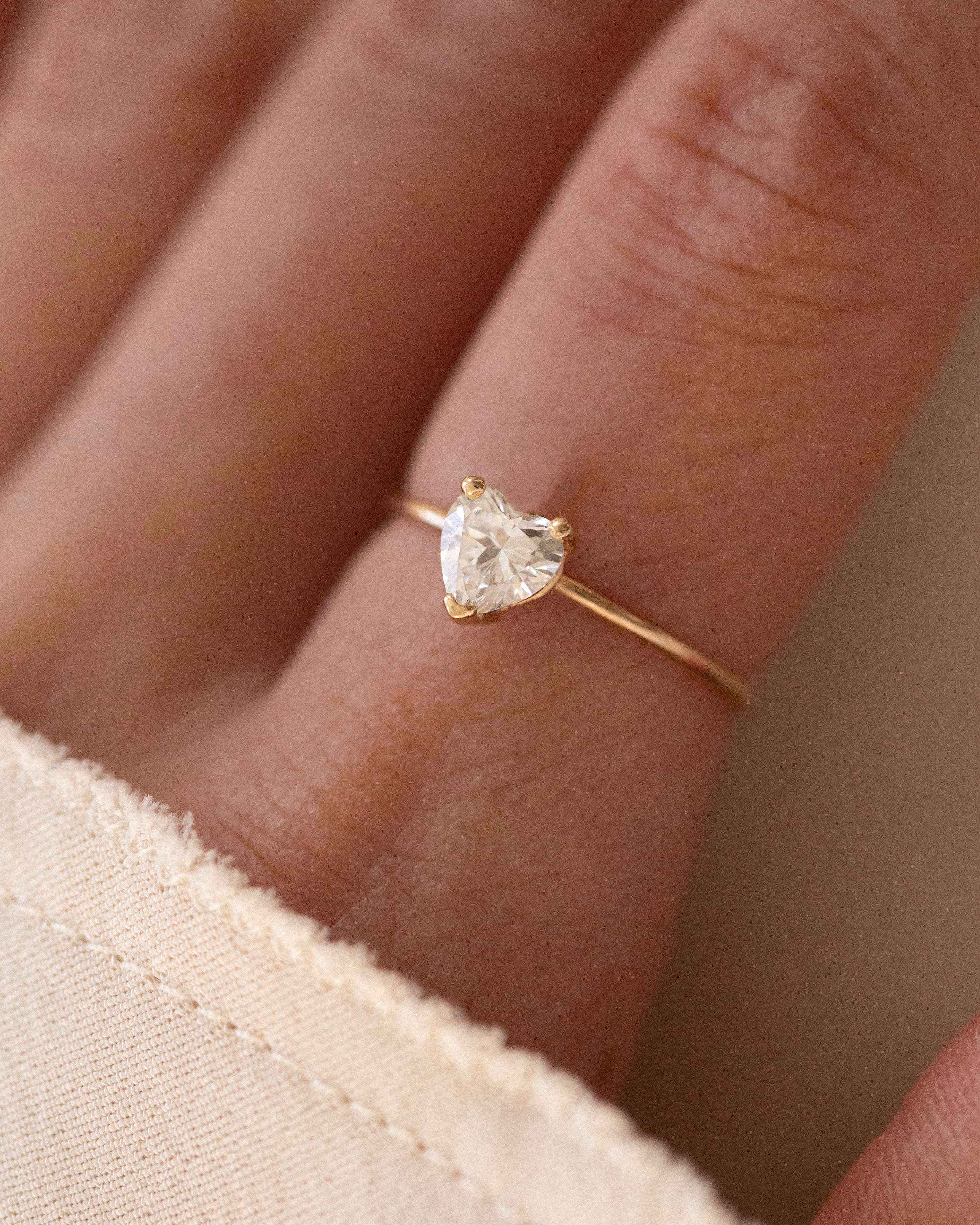 Heart Cut Lab Diamond Ring 14K Gold