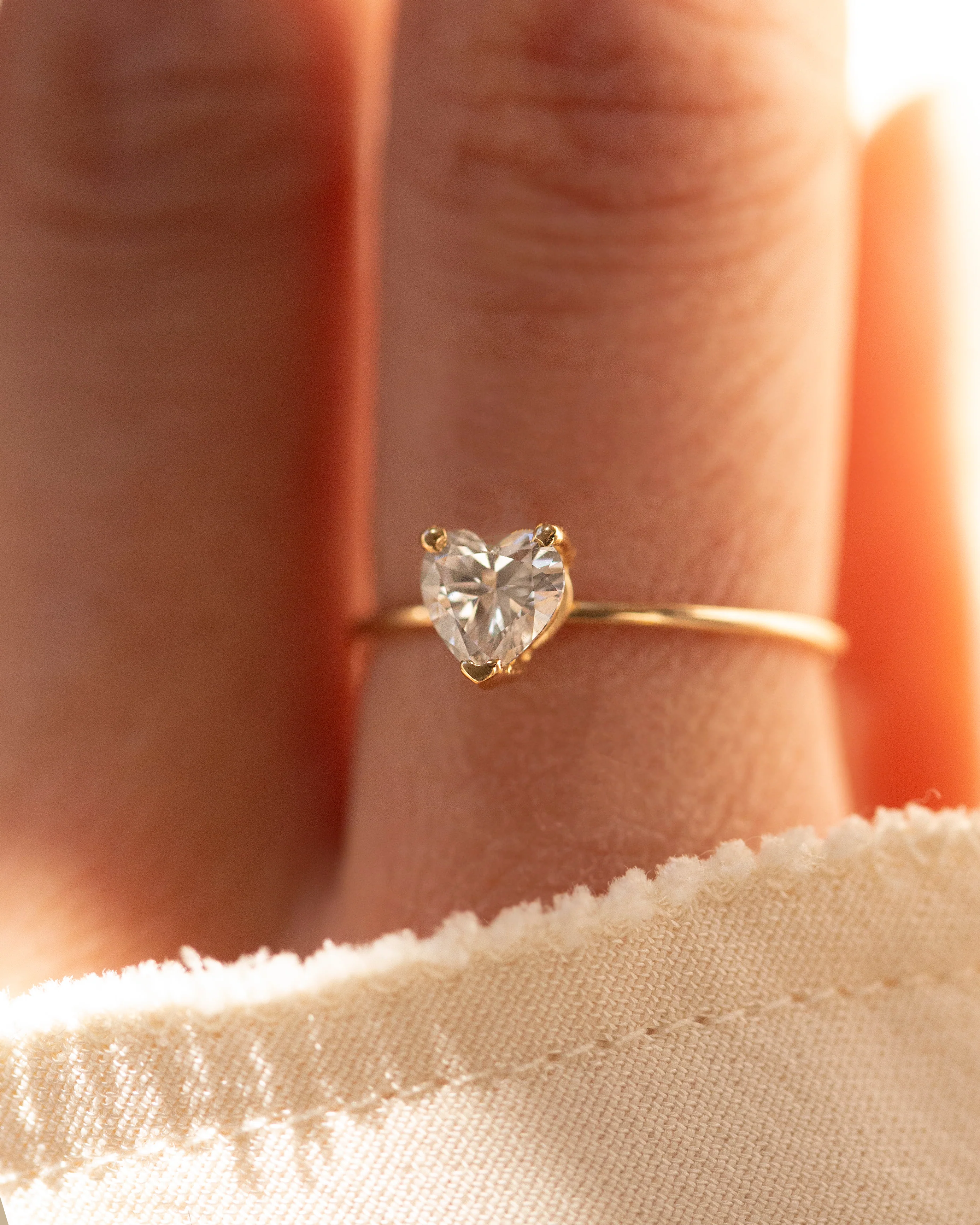 Heart Cut Lab Diamond Ring 14K Gold - Image 3