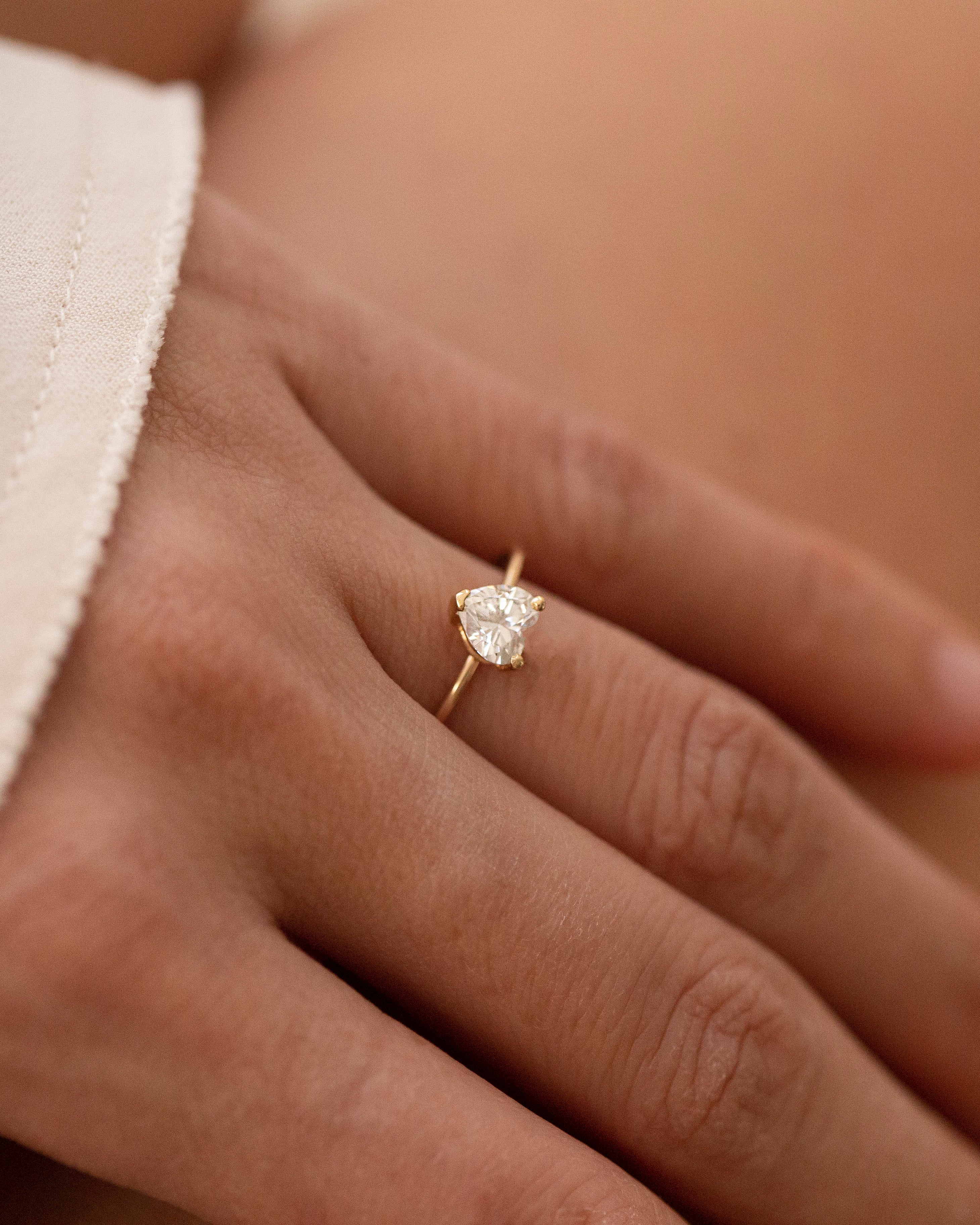 Heart Cut Lab Diamond Ring 14K Gold - Image 4