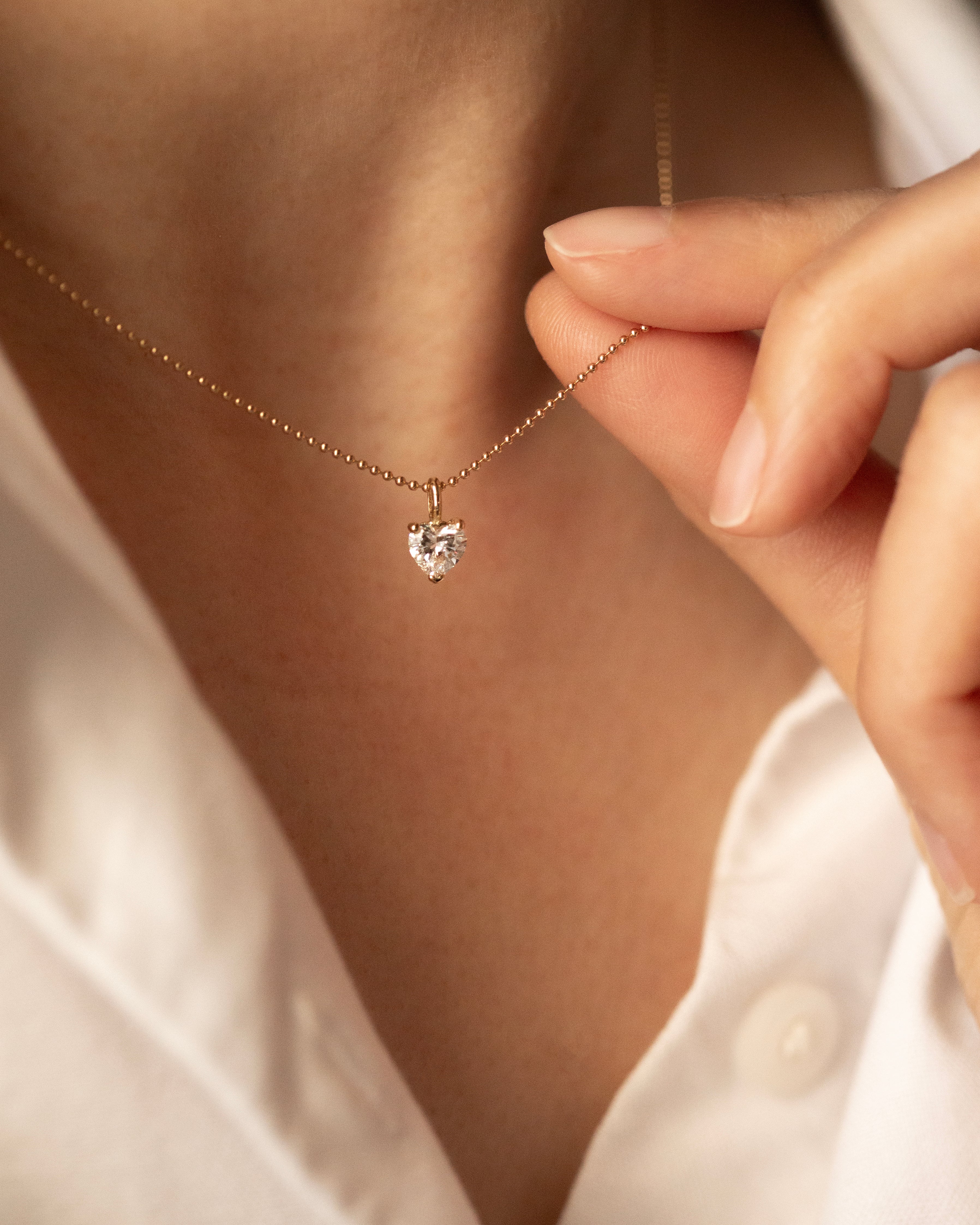 Heart Diamond Charm Necklace
