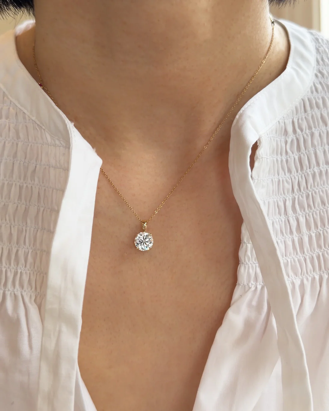 IGI Certified Round Diamond Necklace 14K Gold on Paperclip Chain - Image 4