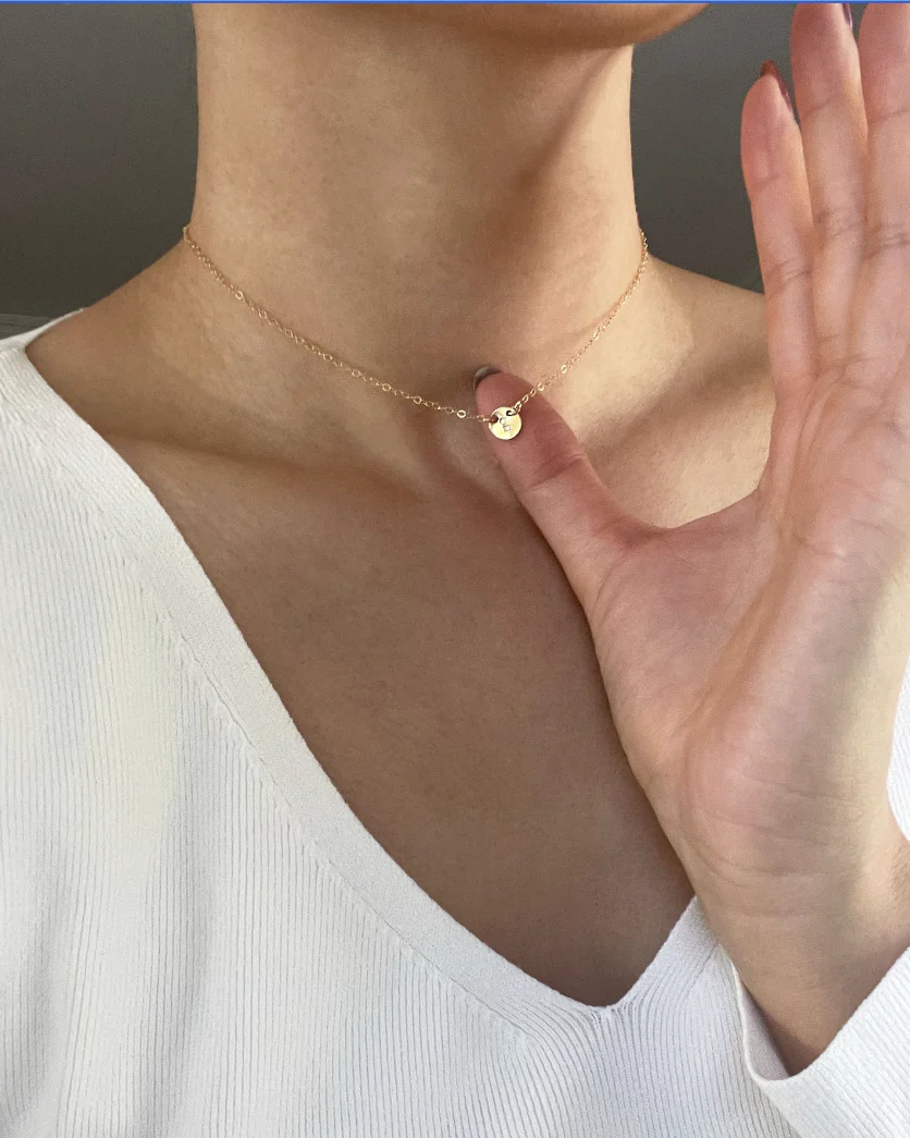 Initial coin choker necklace - Image 3