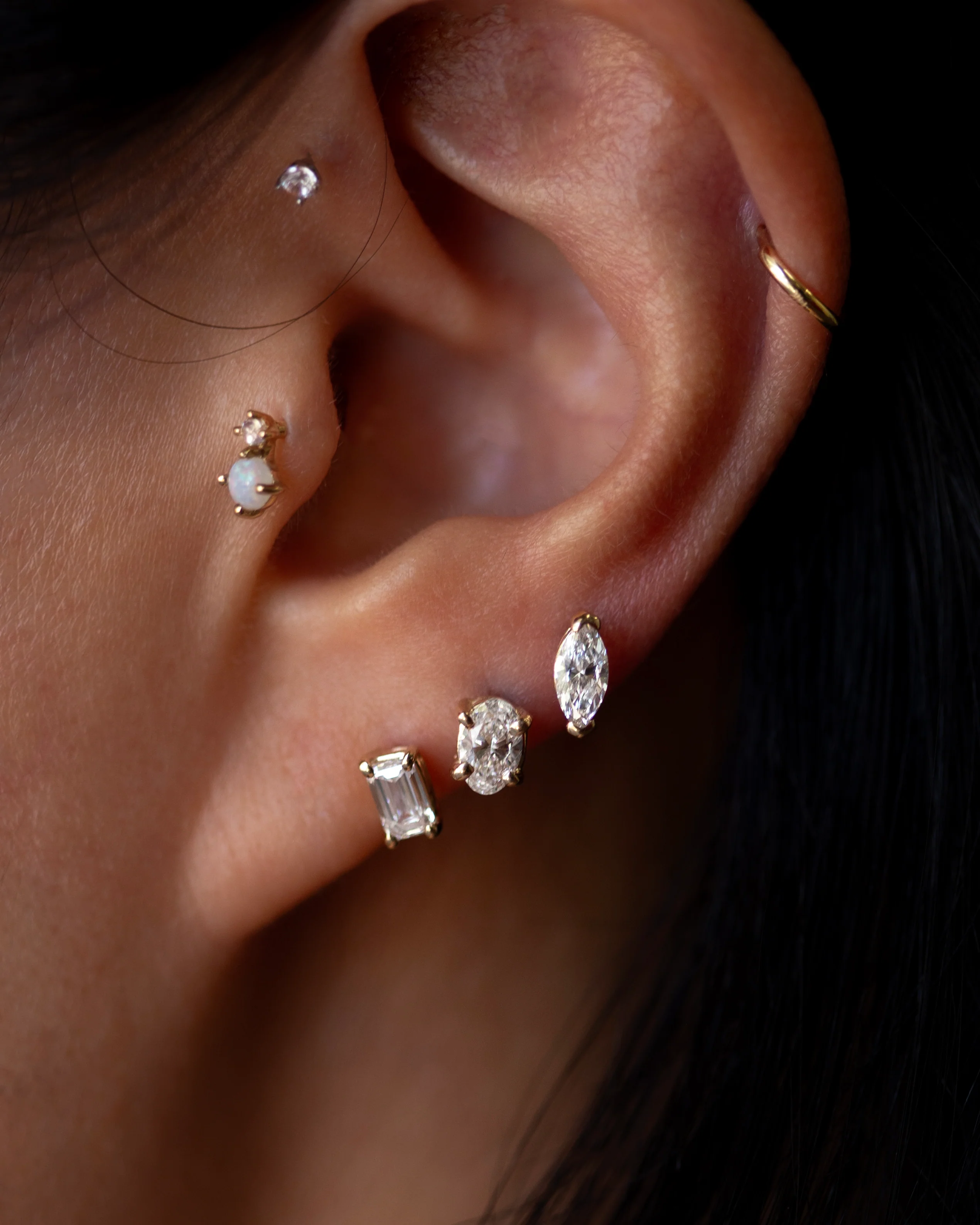 Lab-Grown Diamond Stud Earrings in 14K Solid Gold | Emerald, Oval & Marquise Cuts - Image 5