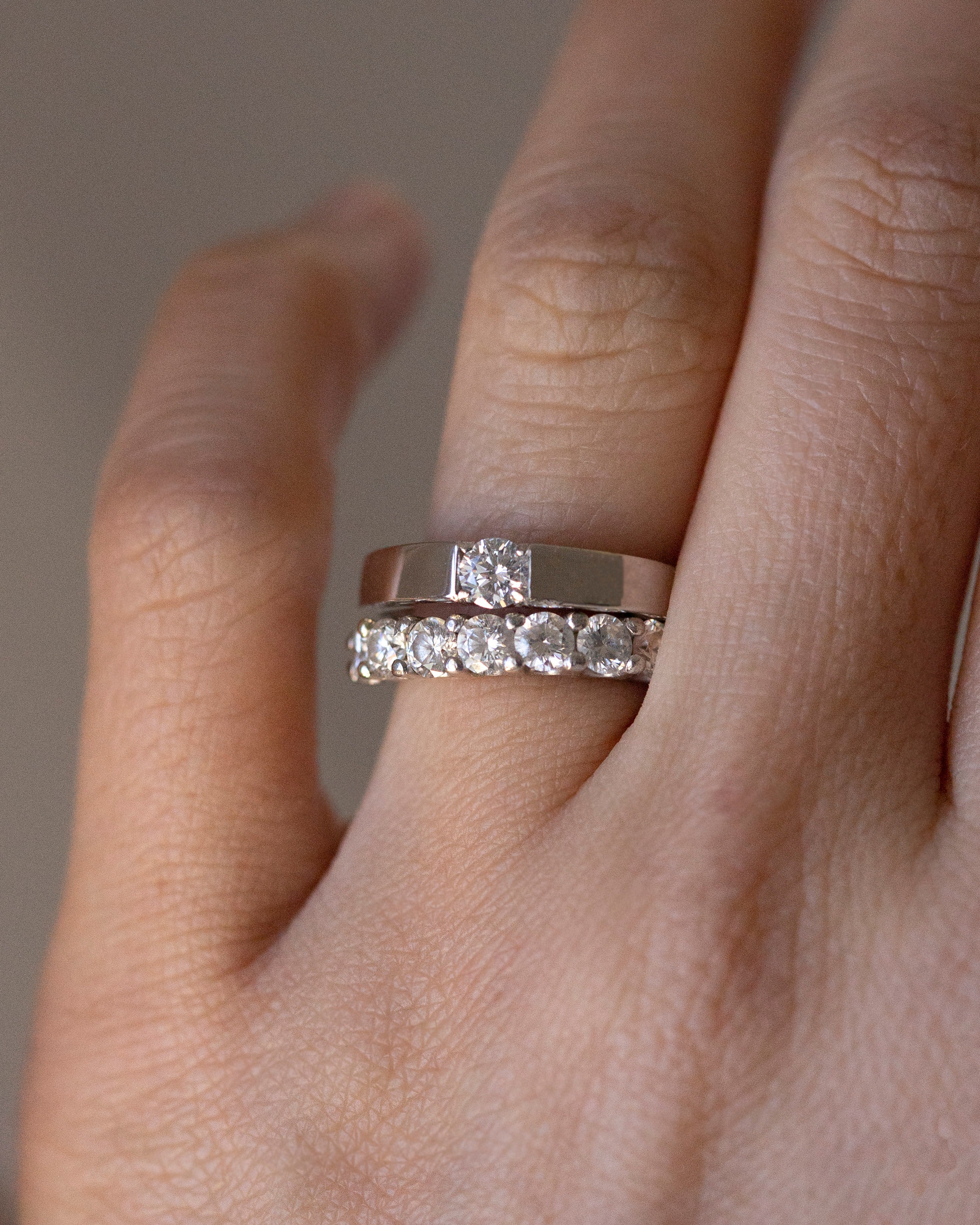 Lab Grown Diamond Silver Wedding Band | Minimalist Diamond Ring | Couple Matching Ring