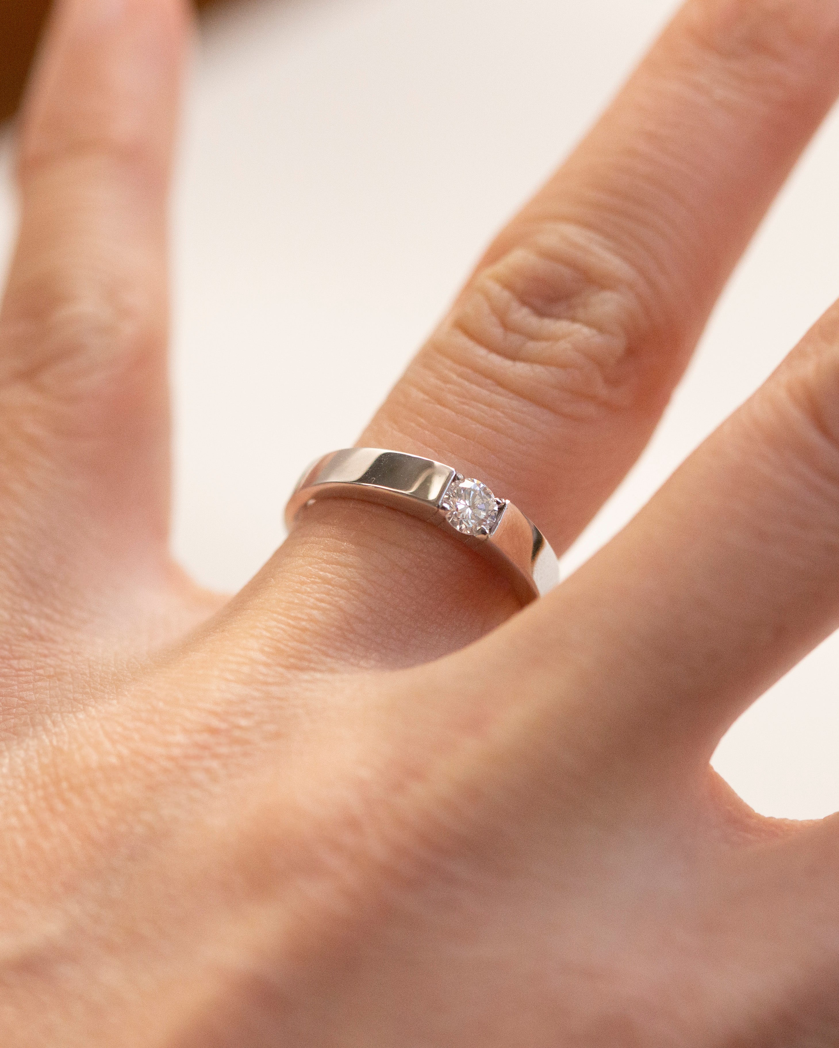 Lab Grown Diamond Silver Wedding Band | Minimalist Diamond Ring | Couple Matching Ring - Image 2