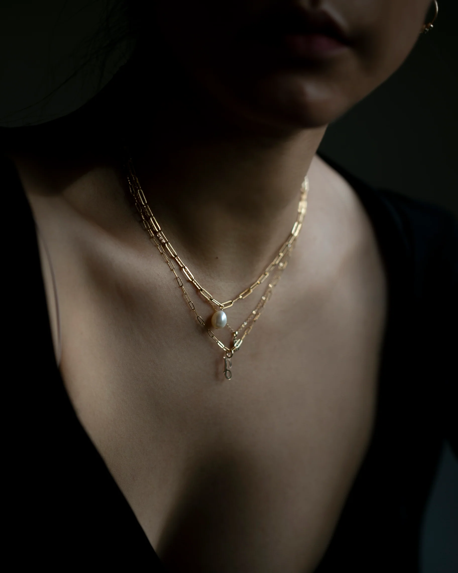 Link Pearl Necklace on Paper clip chain - Image 3