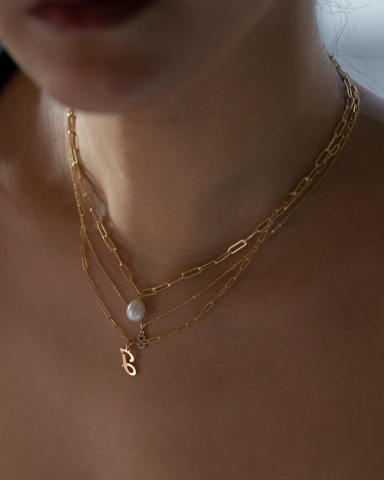 Link Pearl Necklace on Paper clip chain - Image 4